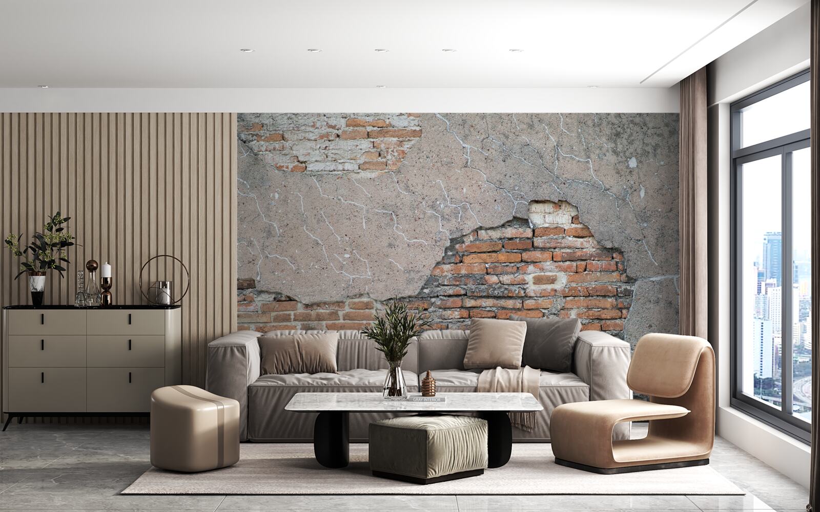 Fototapeta Tehlová stena, ktorá sa rúca