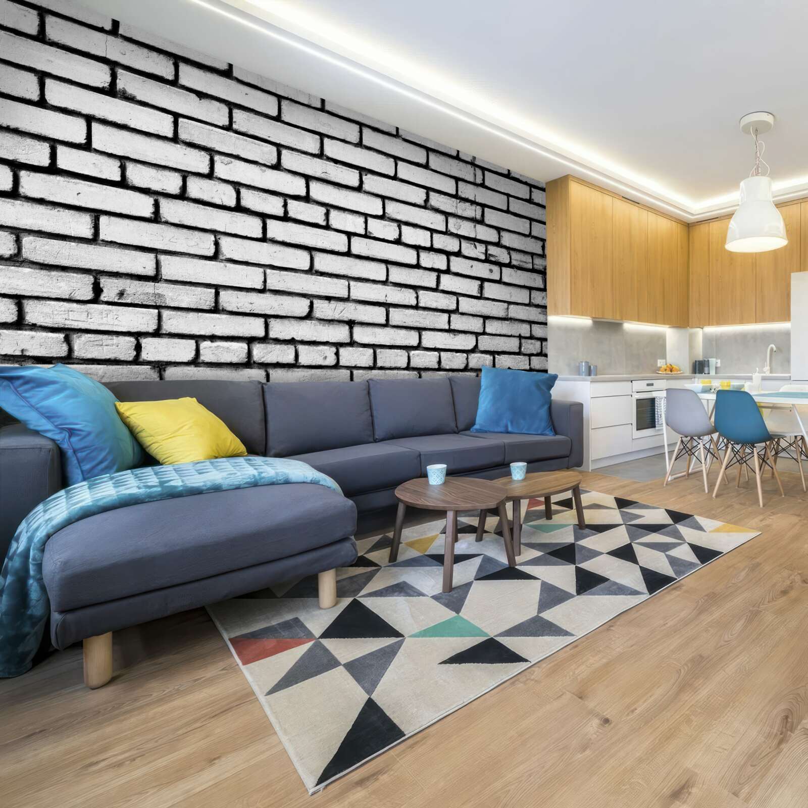 Fototapeta Stena zdobená bielymi tehlami