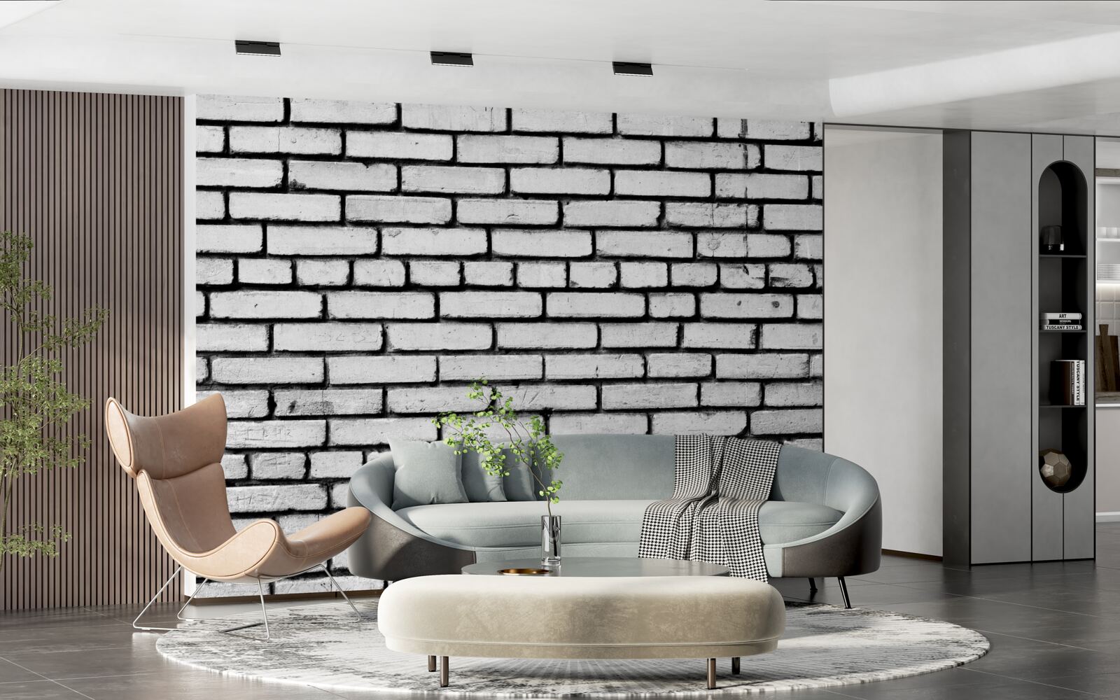 Fototapeta Stena zdobená bielymi tehlami