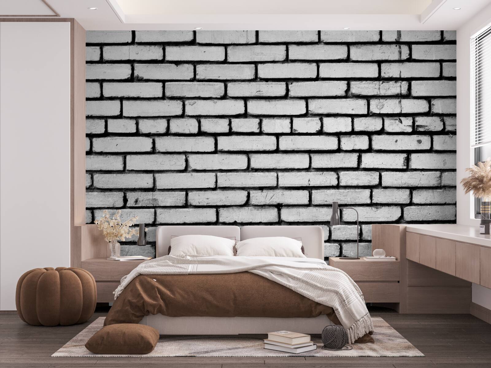 Fototapeta Stena zdobená bielymi tehlami