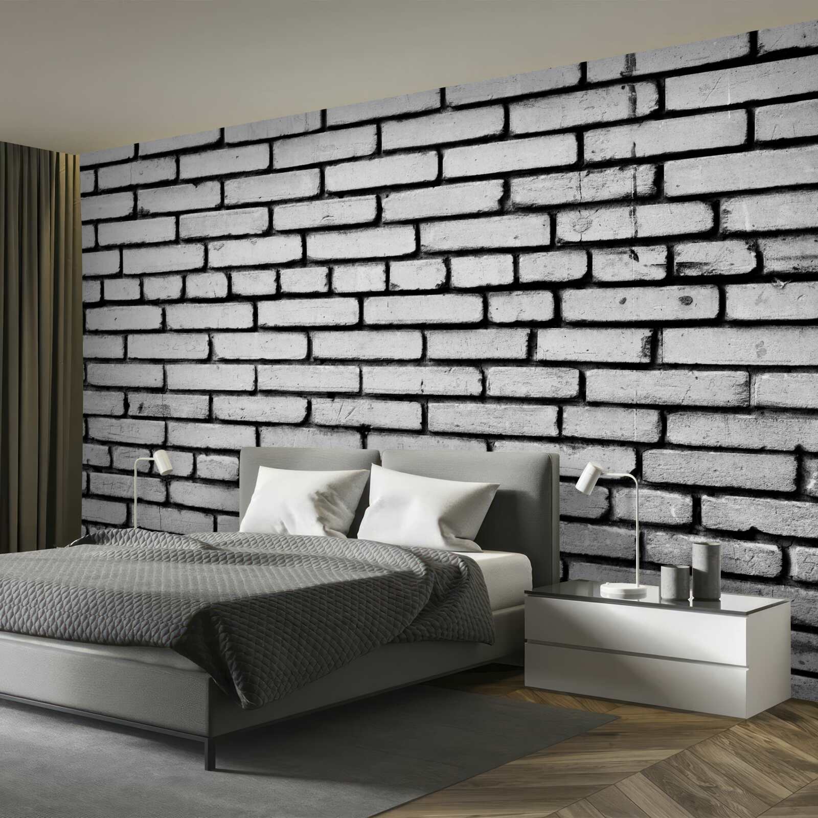 Fototapeta Stena zdobená bielymi tehlami