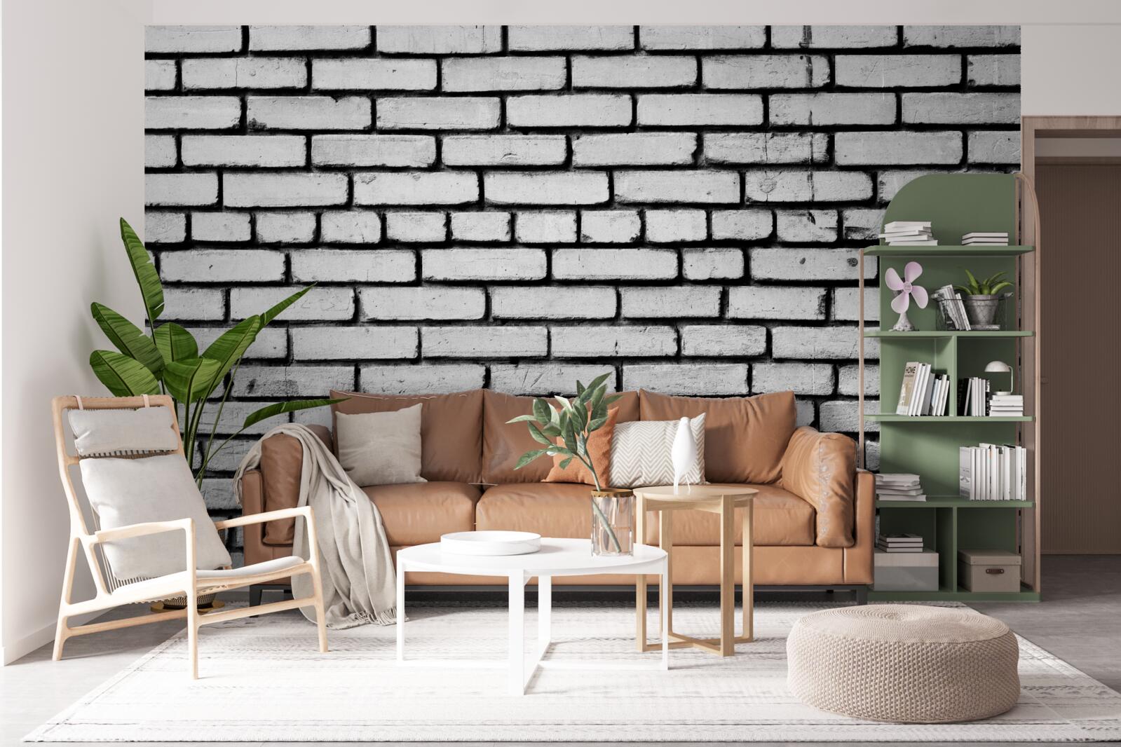 Fototapeta Stena zdobená bielymi tehlami