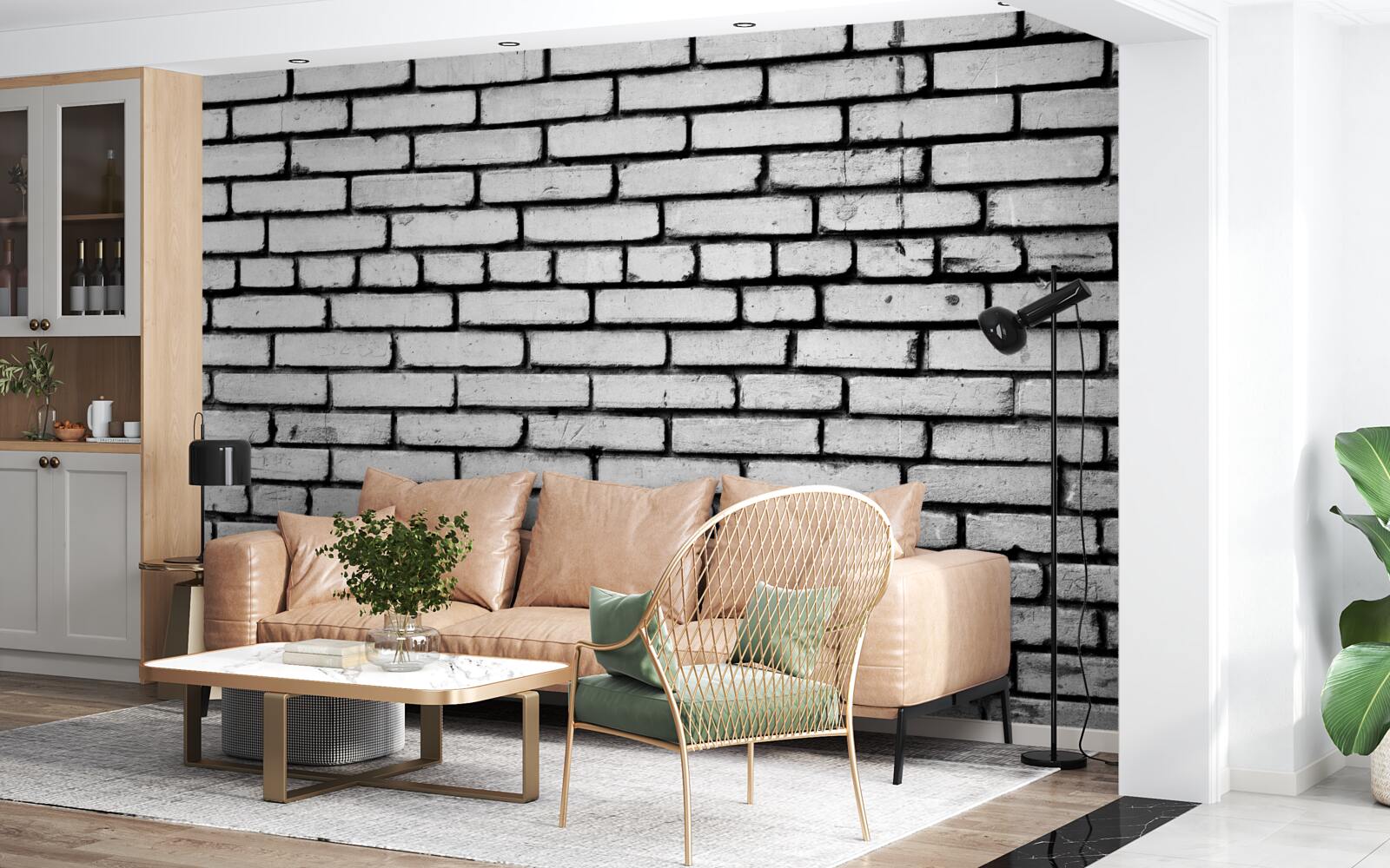 Fototapeta Stena zdobená bielymi tehlami