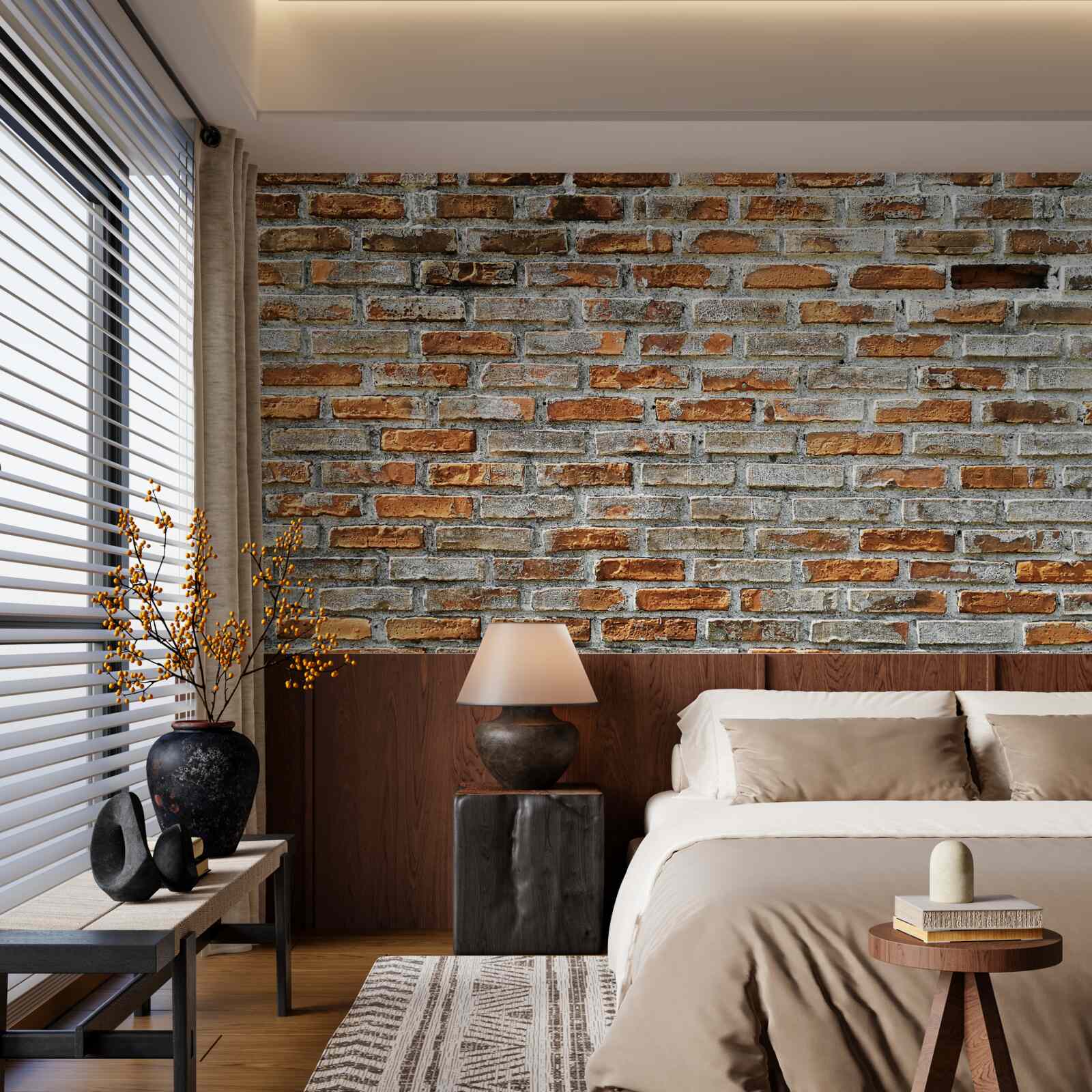 Fototapeta Stena z tehál v rôznych odtieňoch