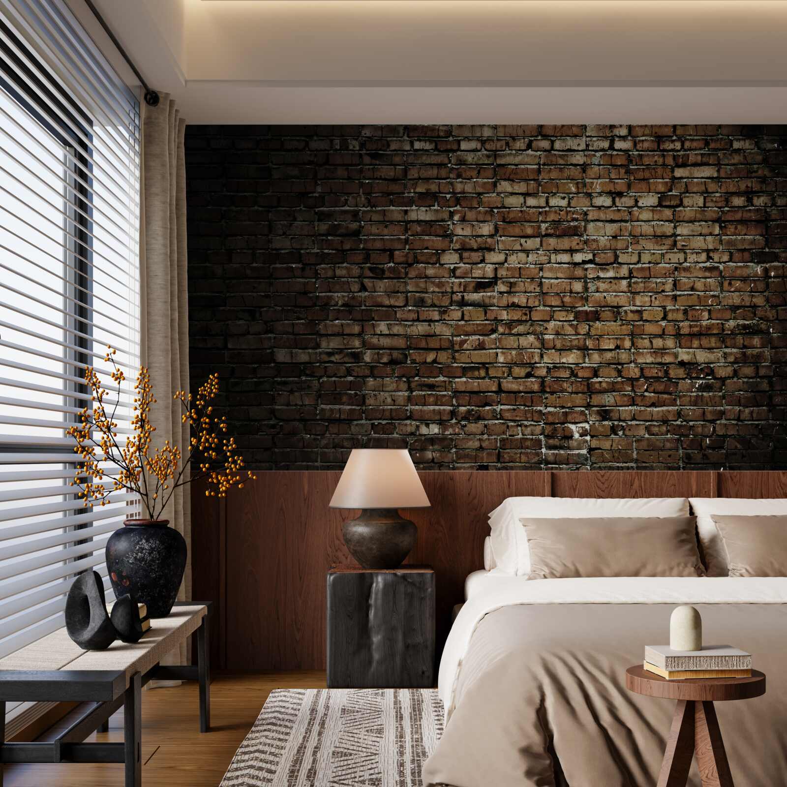 Fototapeta tmavá tehlová stena