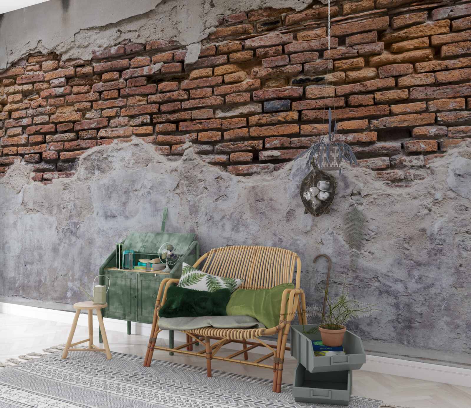 Fototapeta Stena, stará a prázdna, z tehál