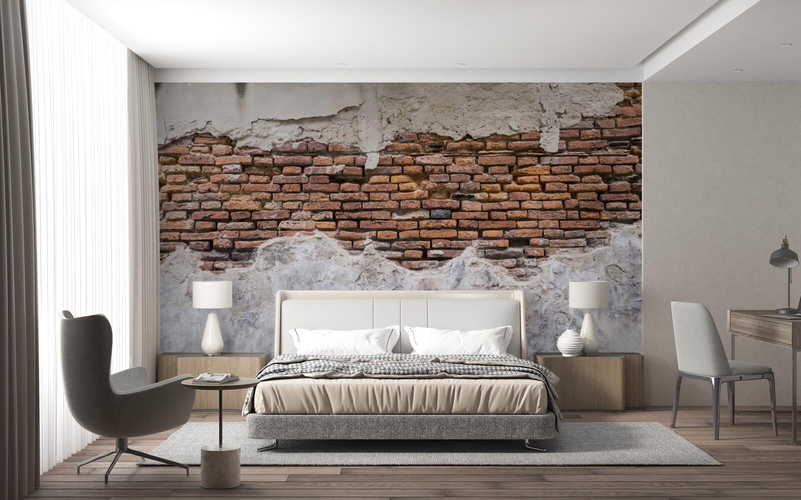 Fototapeta Stena, stará a prázdna, z tehál