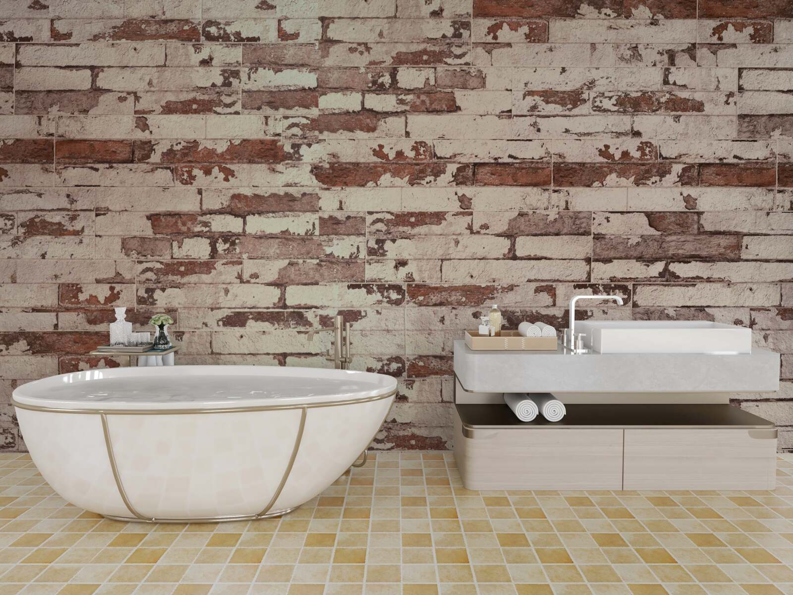 Fototapeta stará tehlová stena so štiepaným povrchom