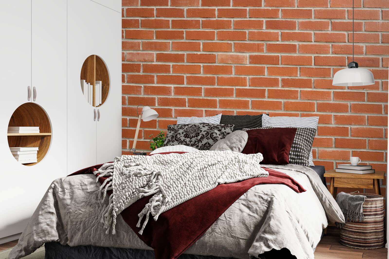 Fototapeta Stena z červených tehál, položená hladko