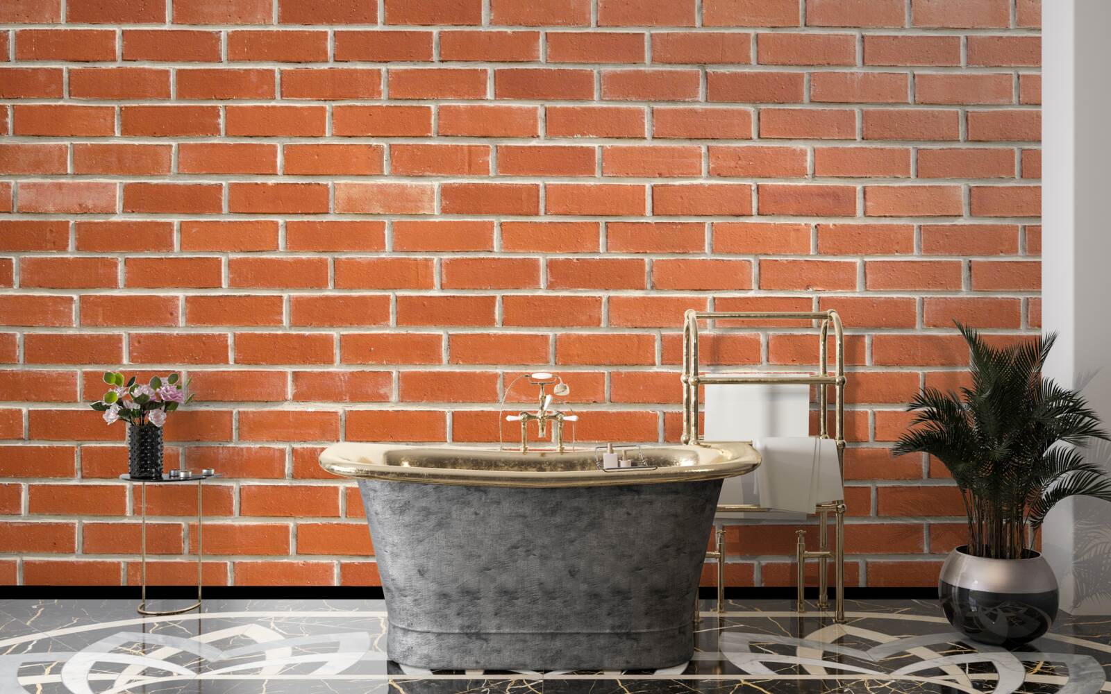 Fototapeta Stena z červených tehál, položená hladko