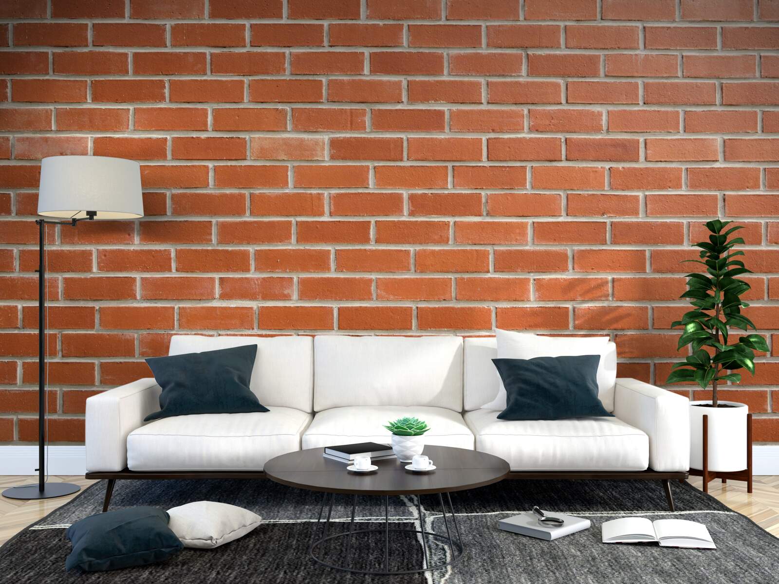 Fototapeta Stena z červených tehál, položená hladko