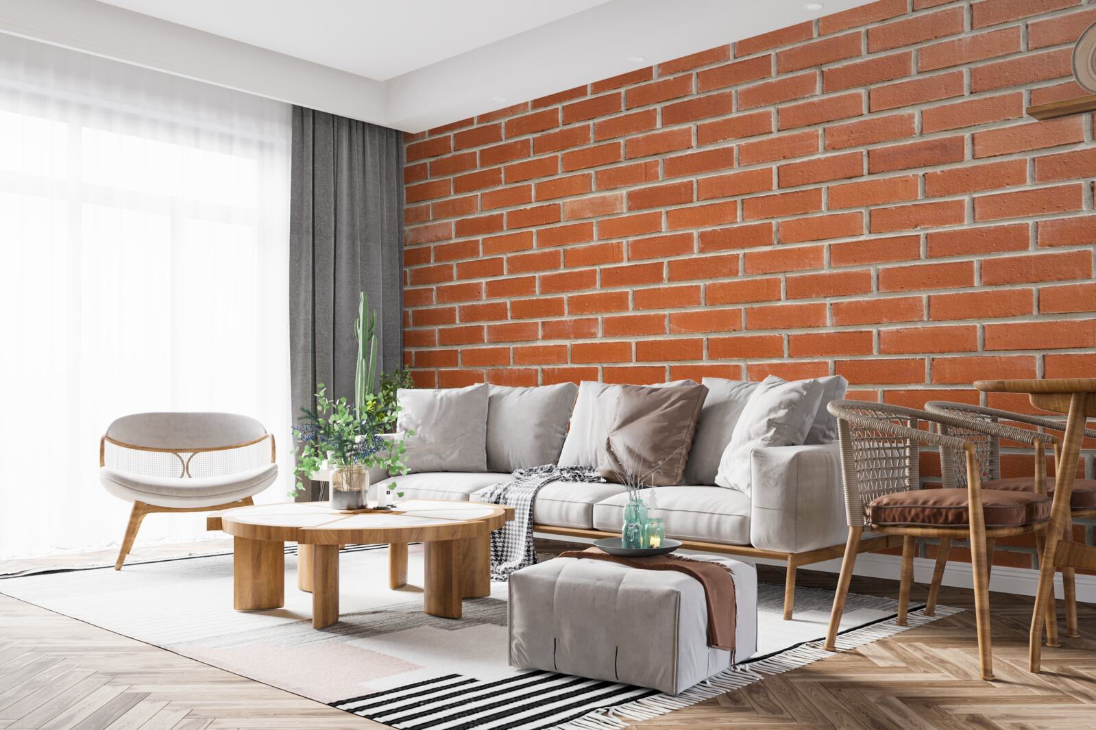 Fototapeta Stena z červených tehál, položená hladko