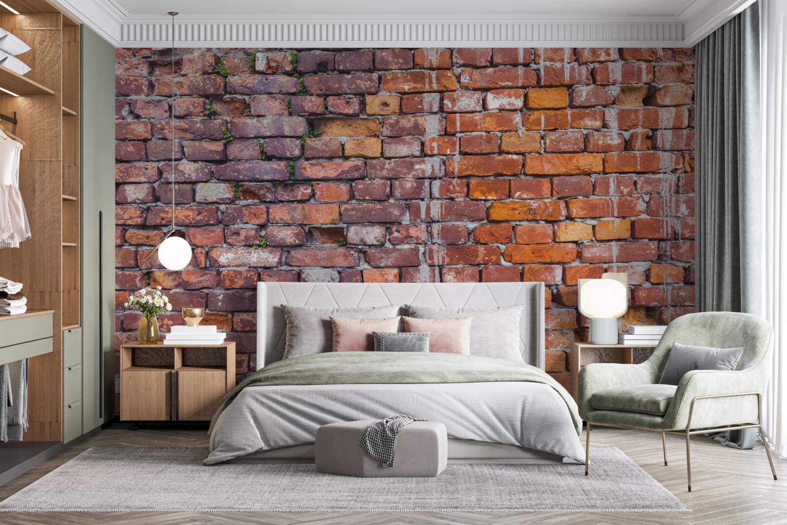 Fototapeta zateká na historickú tehlovú stenu