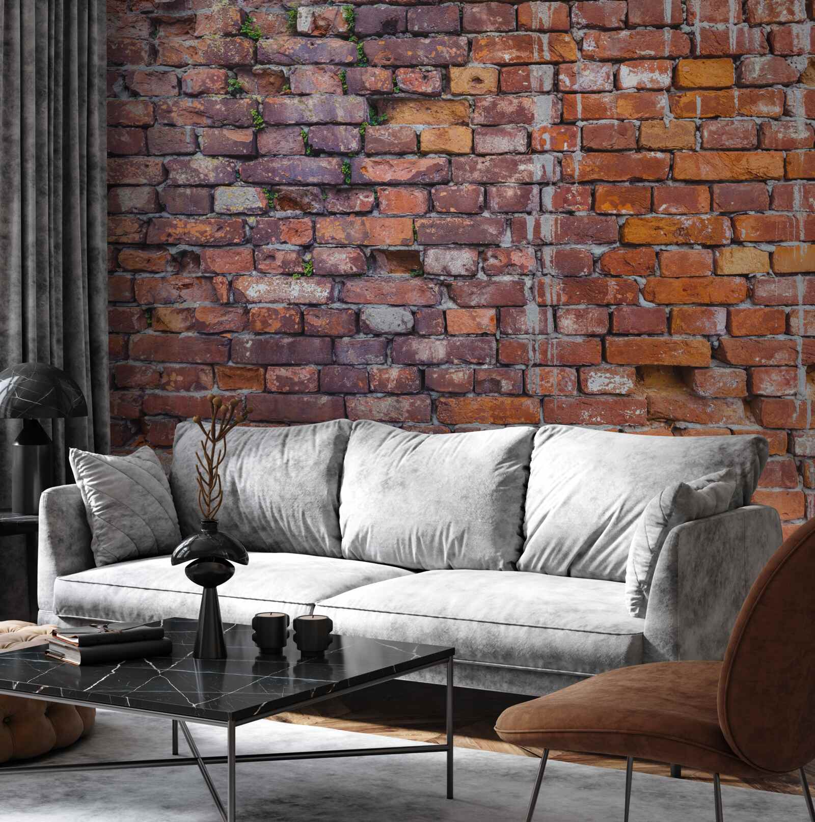 Fototapeta zateká na historickú tehlovú stenu