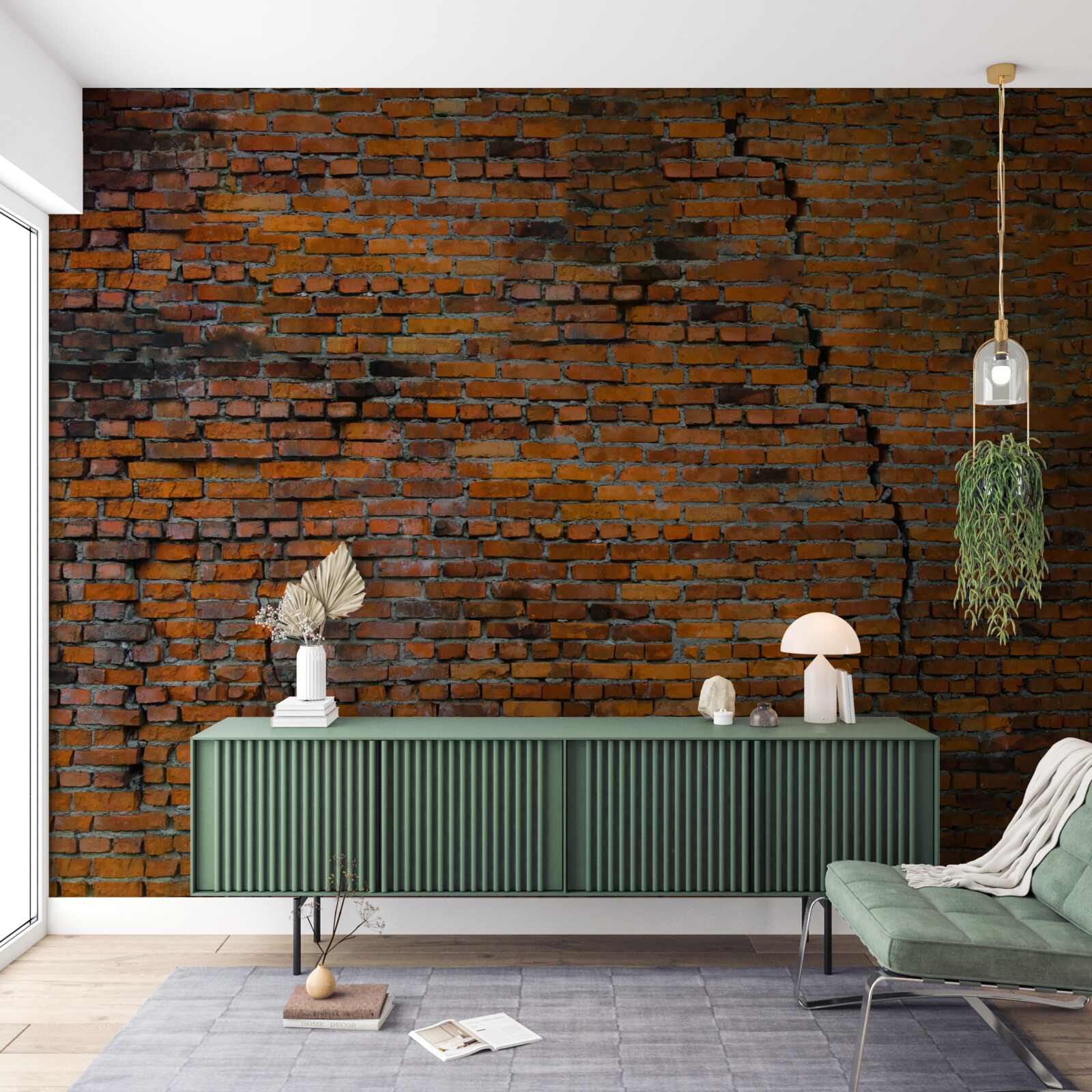 Fototapeta veľká trhlina v tehlovej stene