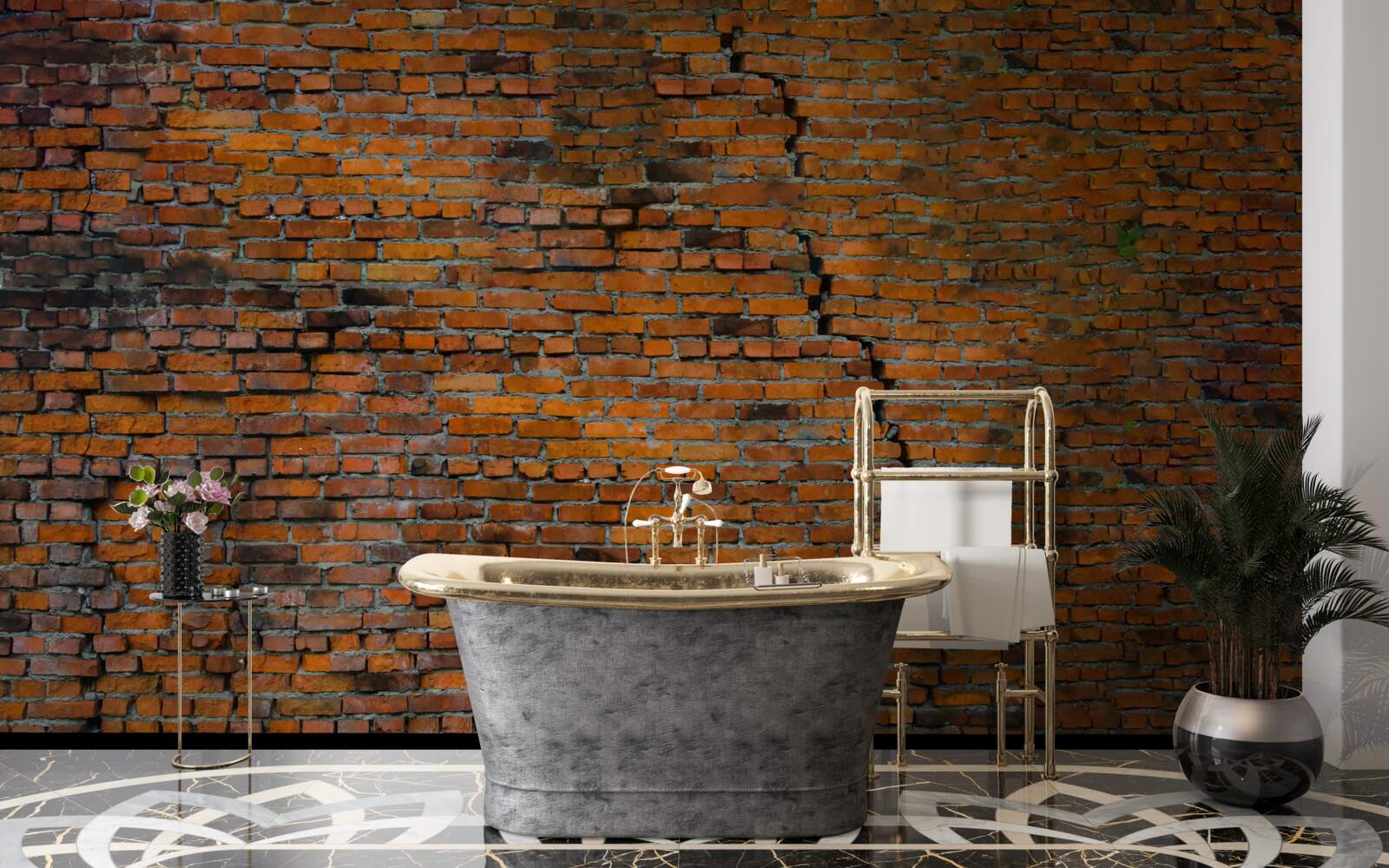 Fototapeta veľká trhlina v tehlovej stene