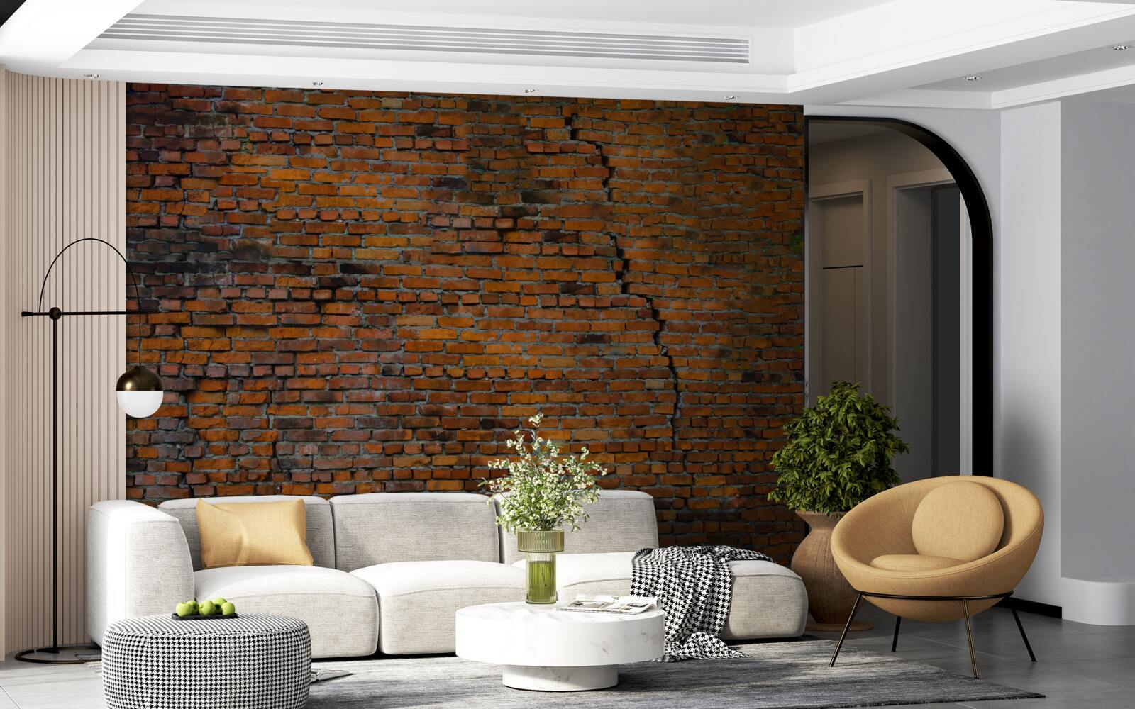 Fototapeta veľká trhlina v tehlovej stene