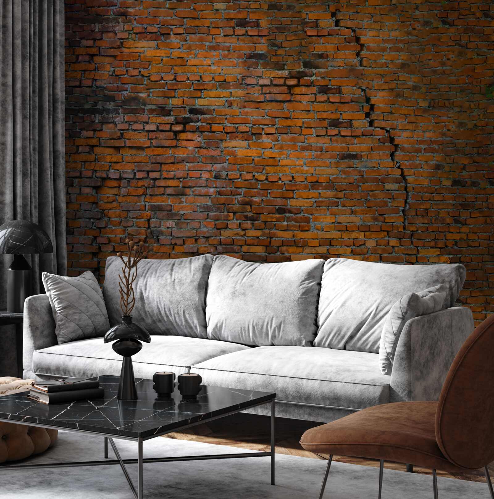 Fototapeta veľká trhlina v tehlovej stene