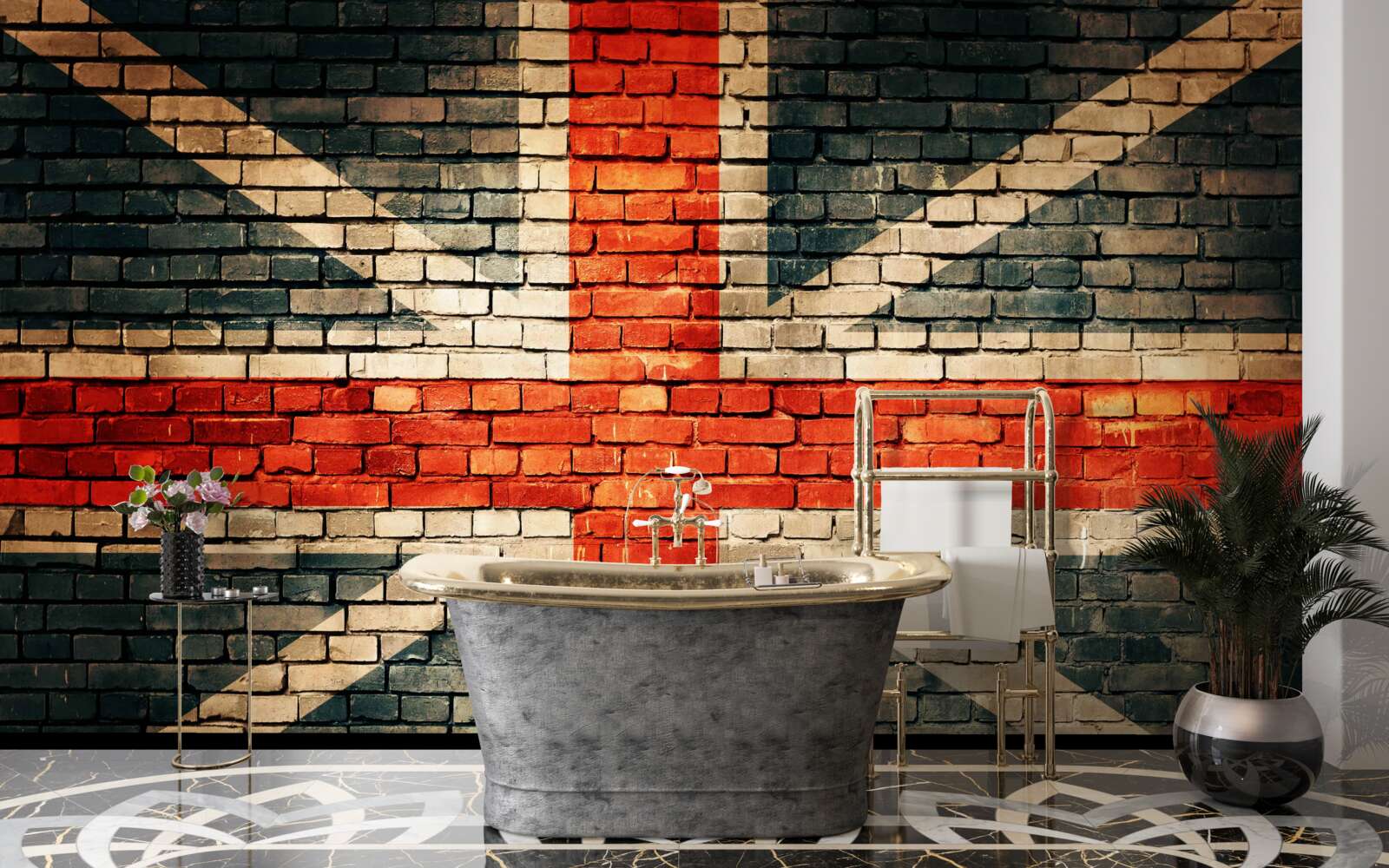 Fototapeta Britská vlajka na tehlovej stene