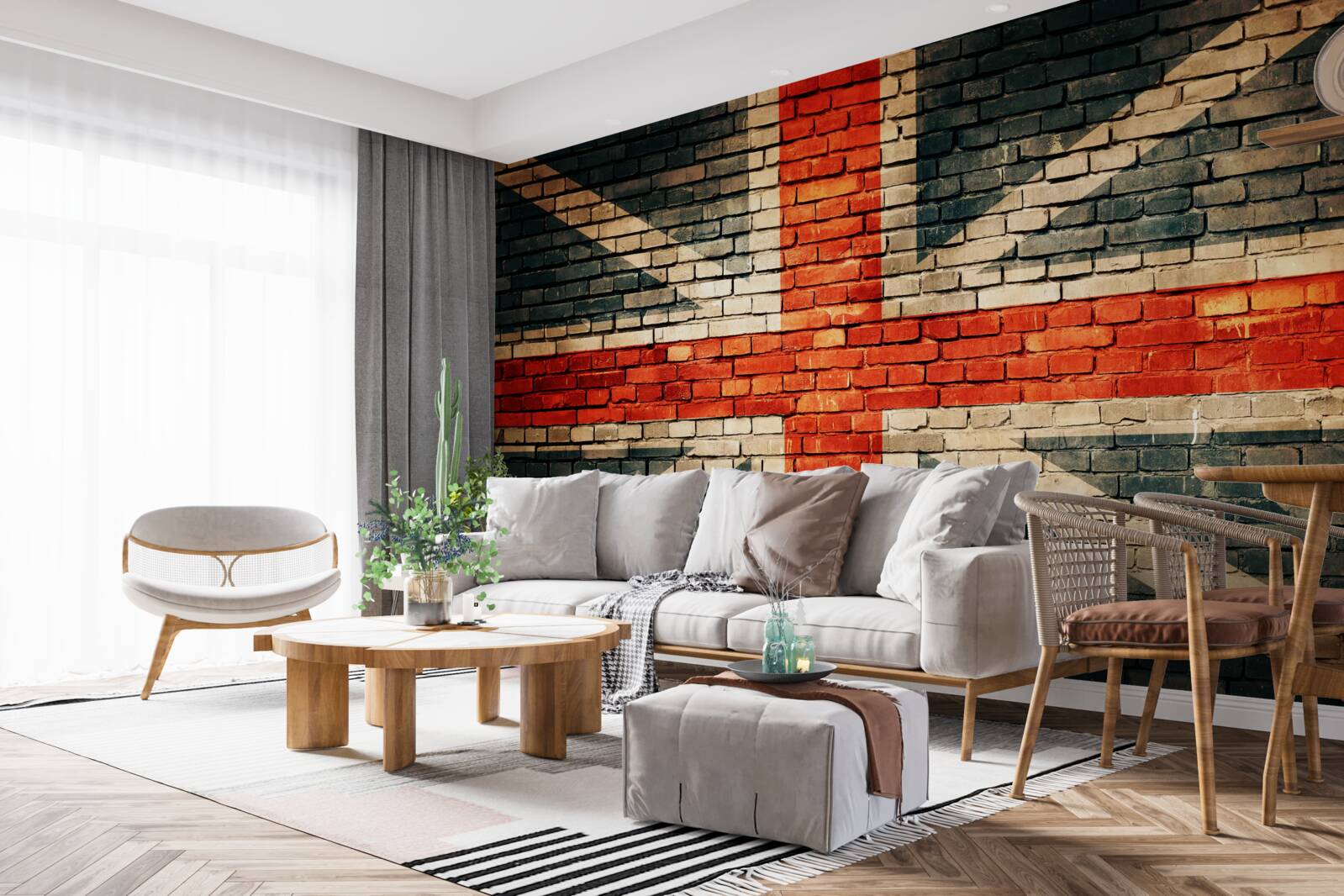 Fototapeta Britská vlajka na tehlovej stene