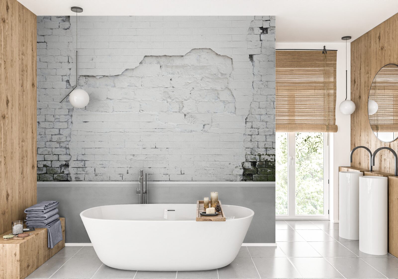 Fototapeta tehlová stena vystavená pôsobeniu času