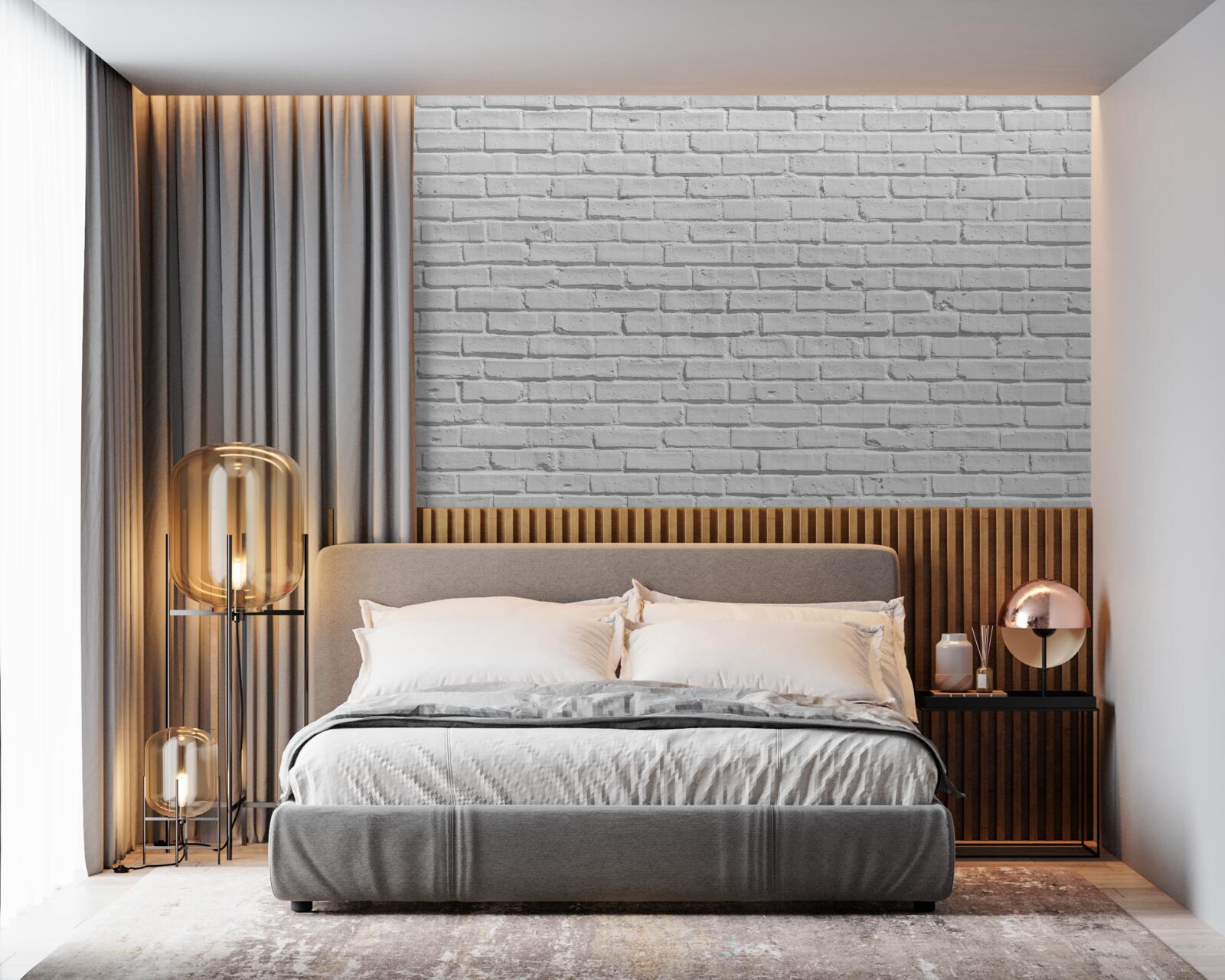 Fototapeta Tehlová stena je natretá bielou farbou