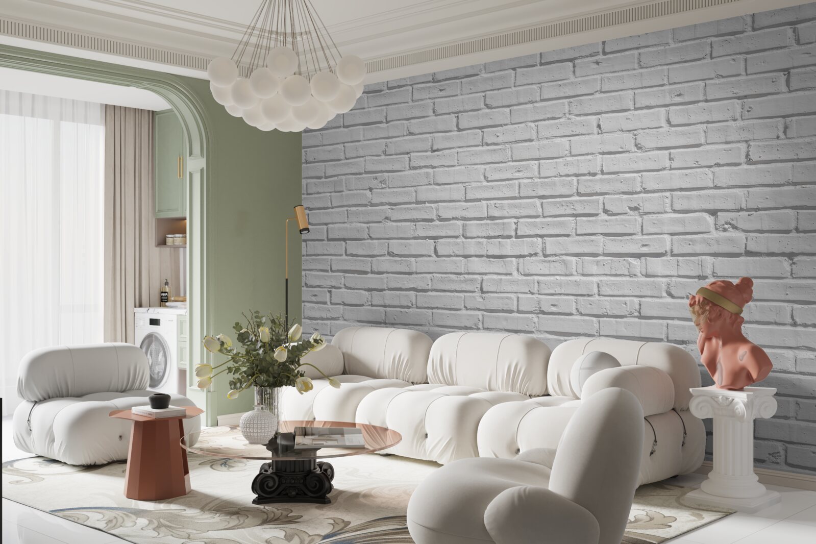 Fototapeta Tehlová stena je natretá bielou farbou