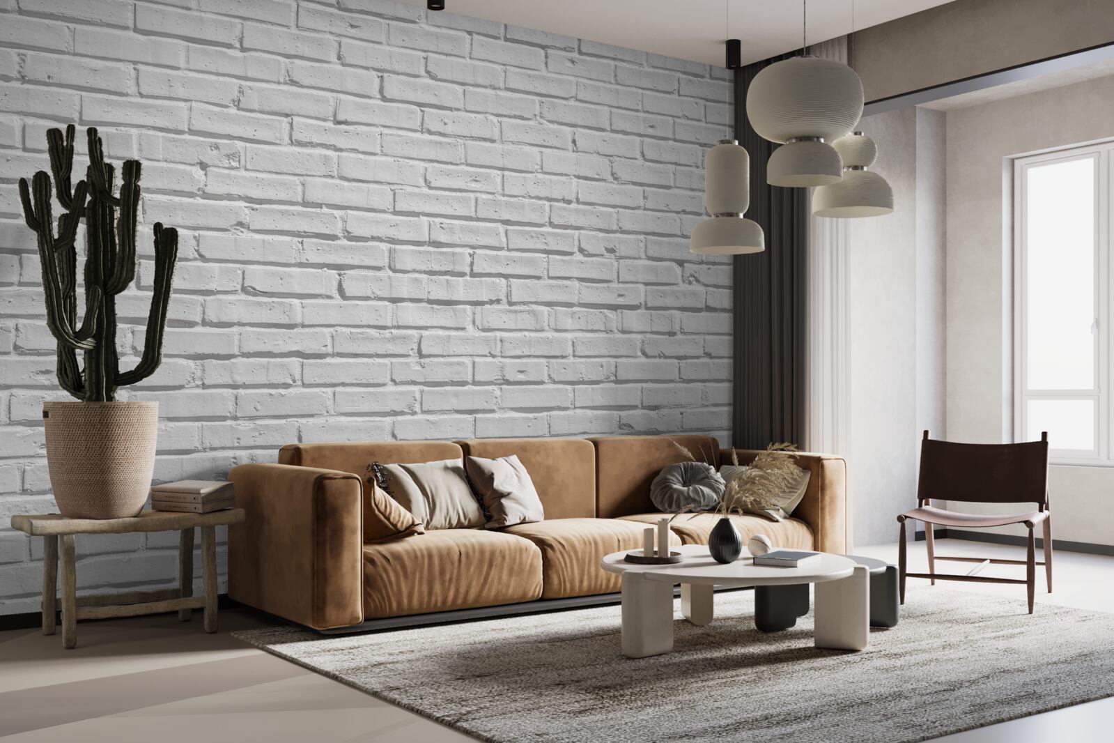 Fototapeta Tehlová stena je natretá bielou farbou