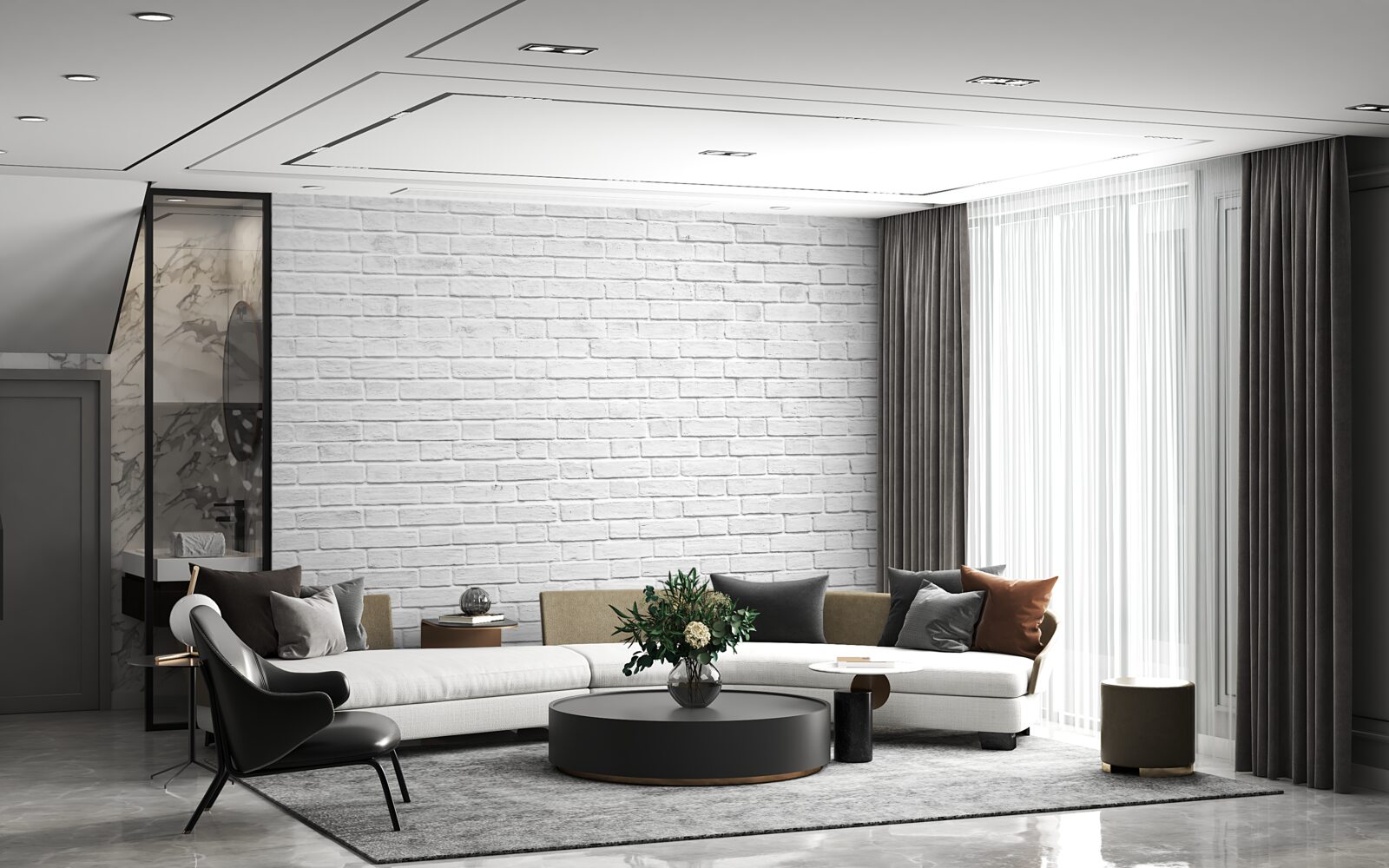 Fototapeta biela tehlová budova