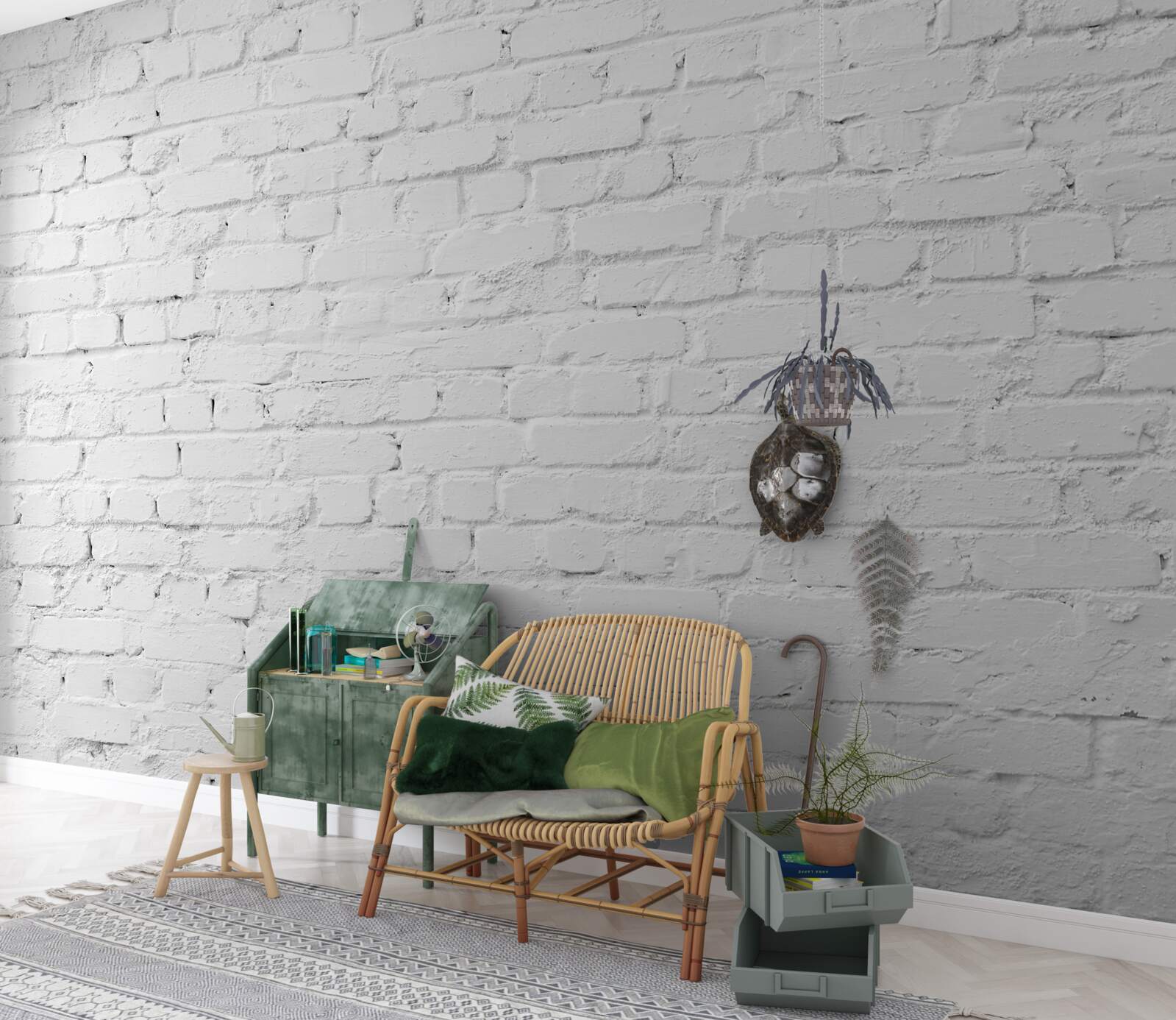 Fototapeta biela tehlová stena