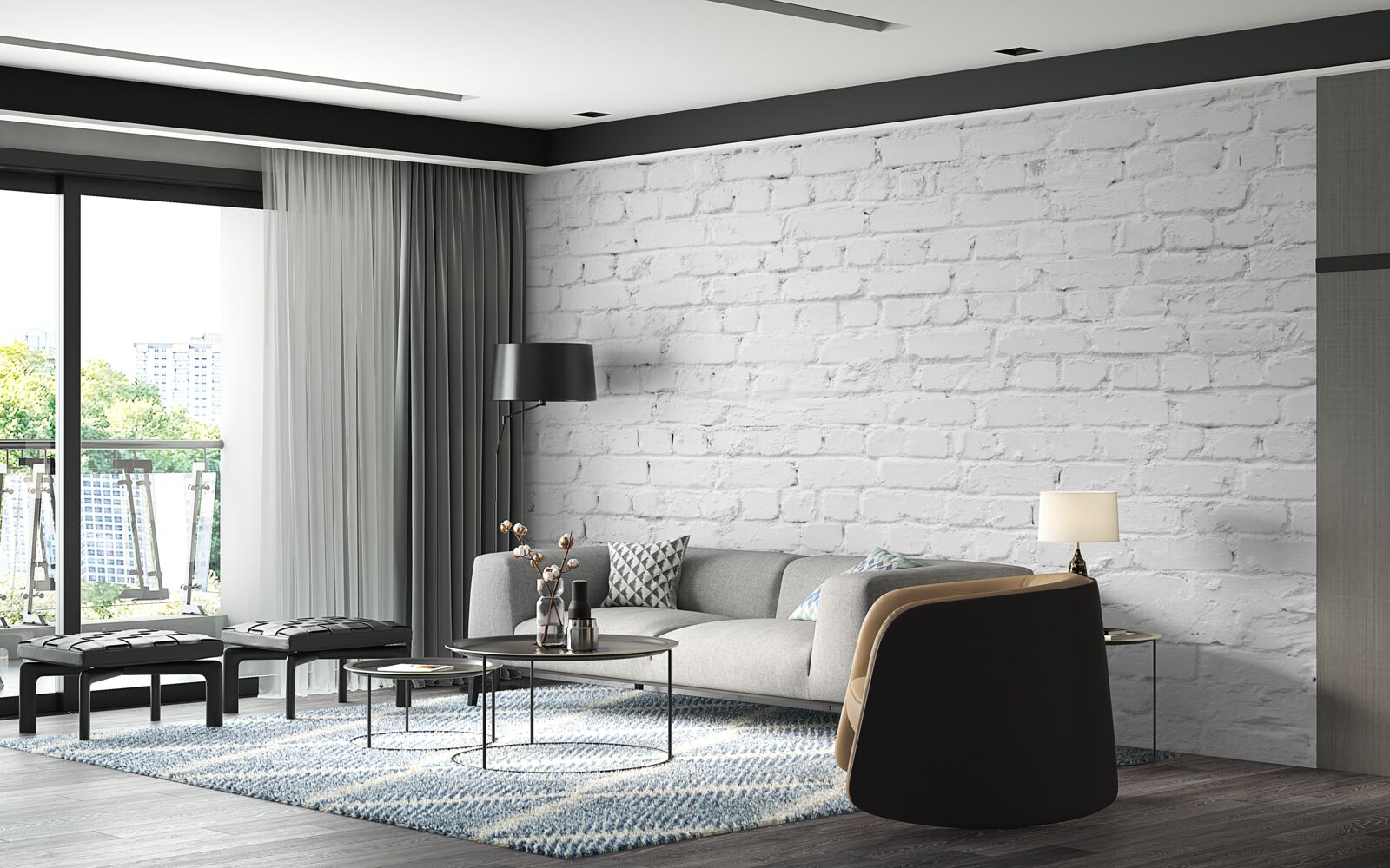 Fototapeta biela tehlová stena