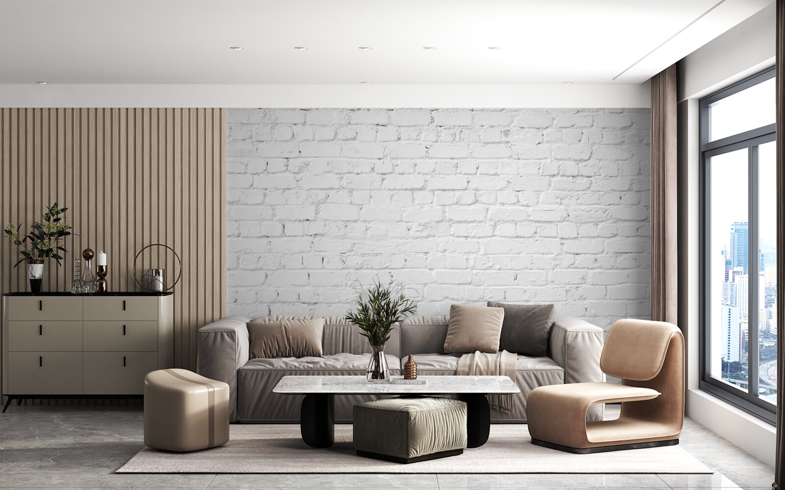 Fototapeta biela tehlová stena