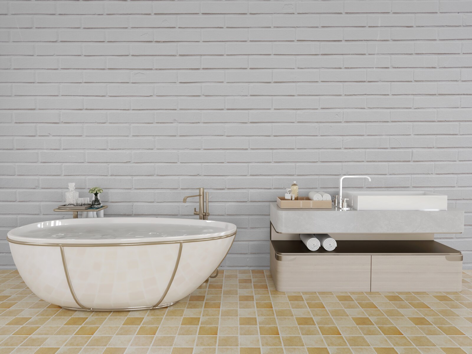 Fototapeta tehlová stena je nedotknutá biela