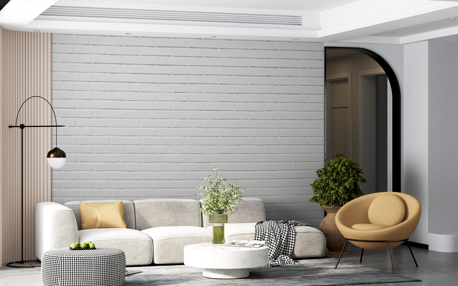 Fototapeta tehlová stena je nedotknutá biela