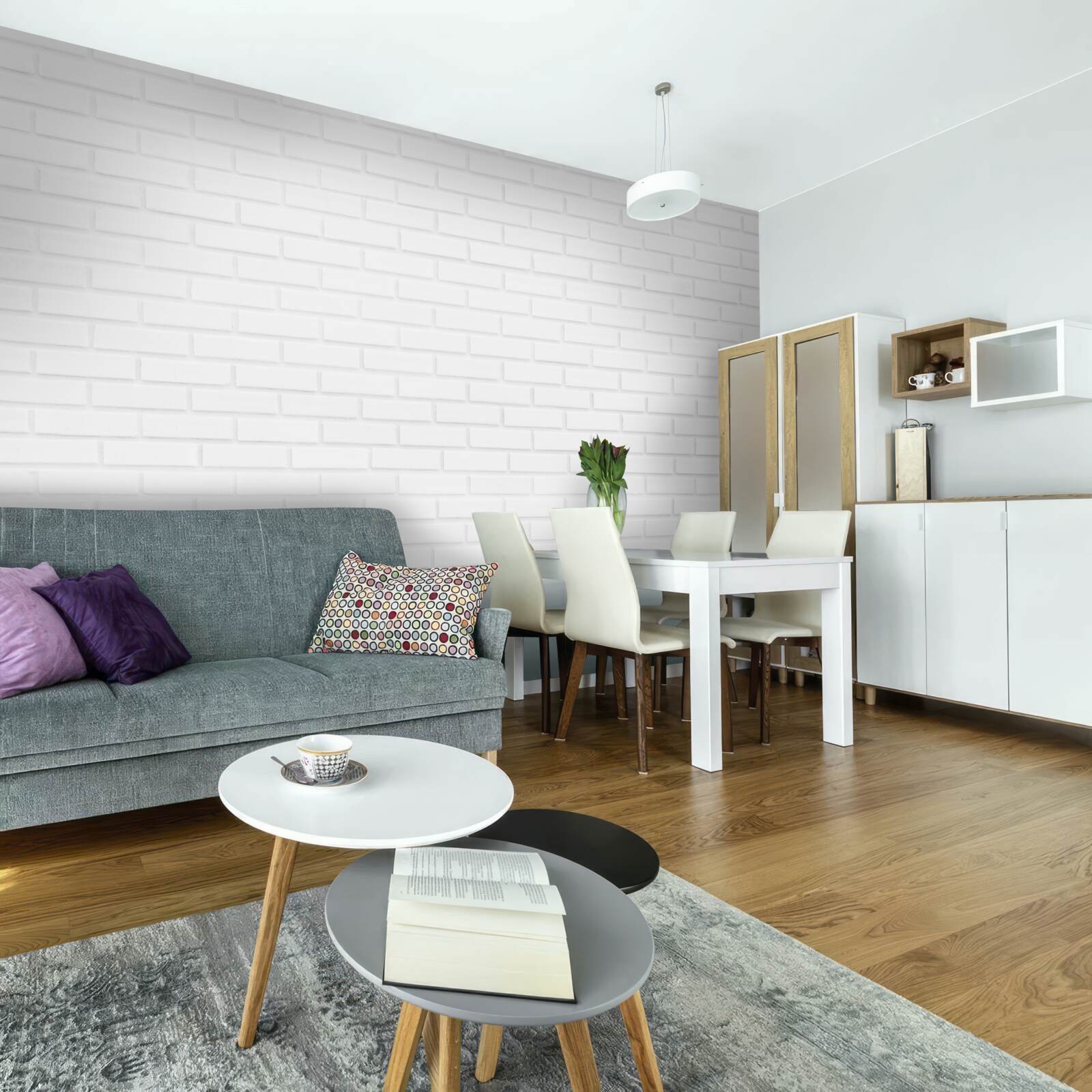 Fototapeta tehlová stena je nedotknutá biela