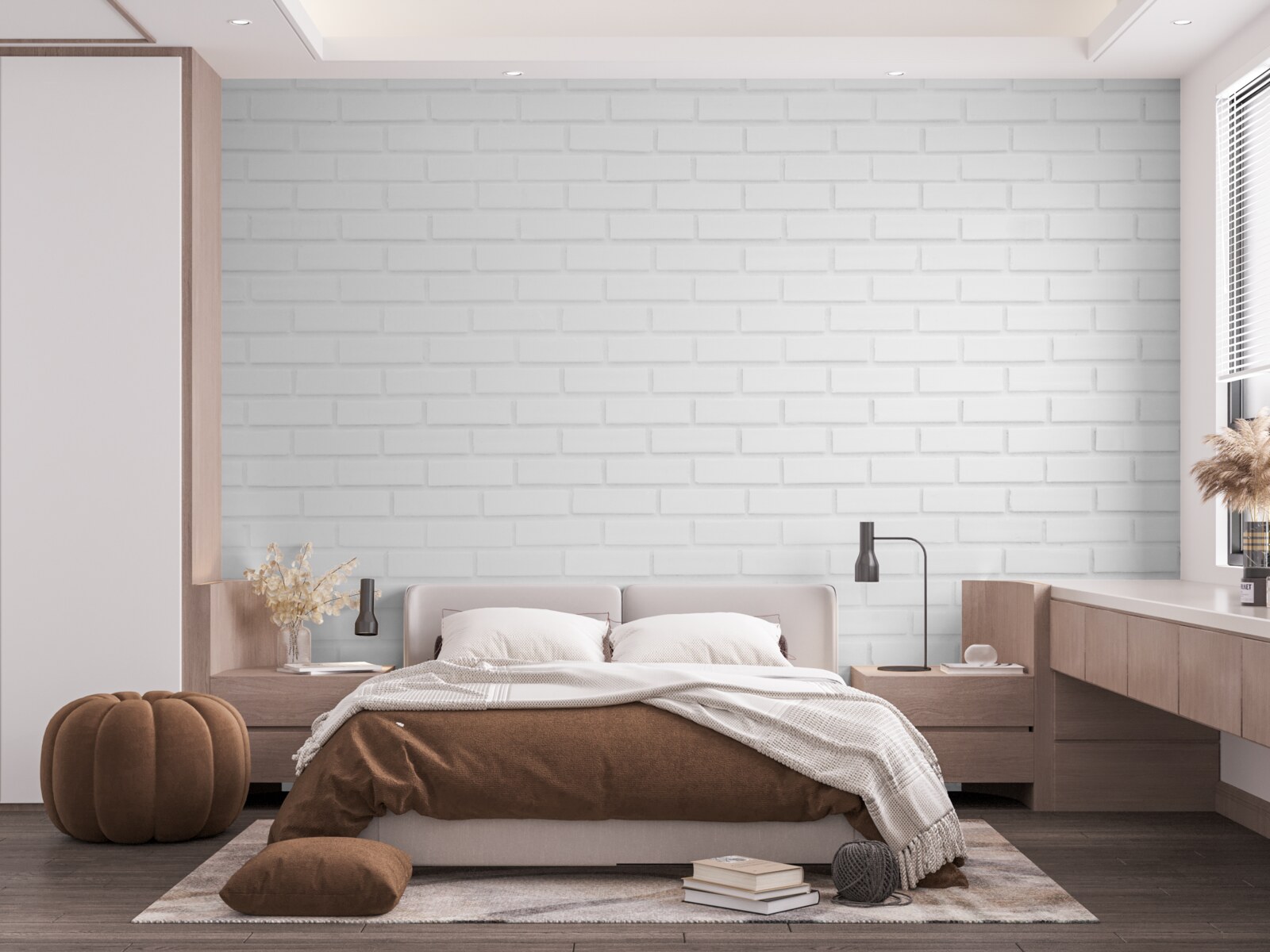 Fototapeta tehlová stena je nedotknutá biela