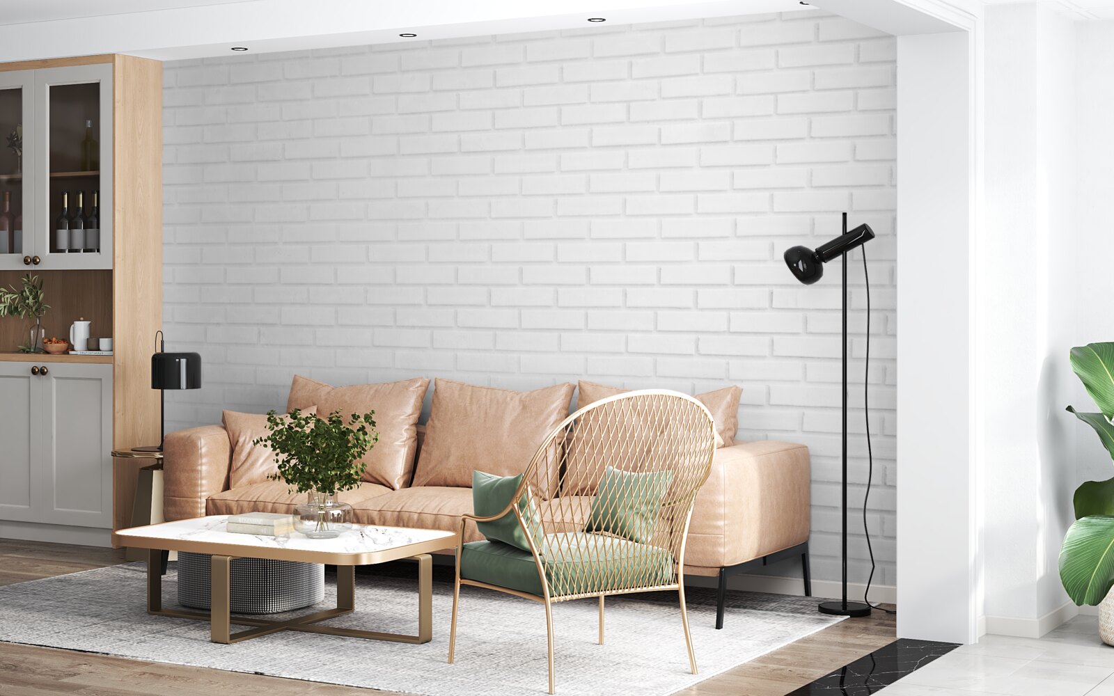 Fototapeta tehlová stena je nedotknutá biela