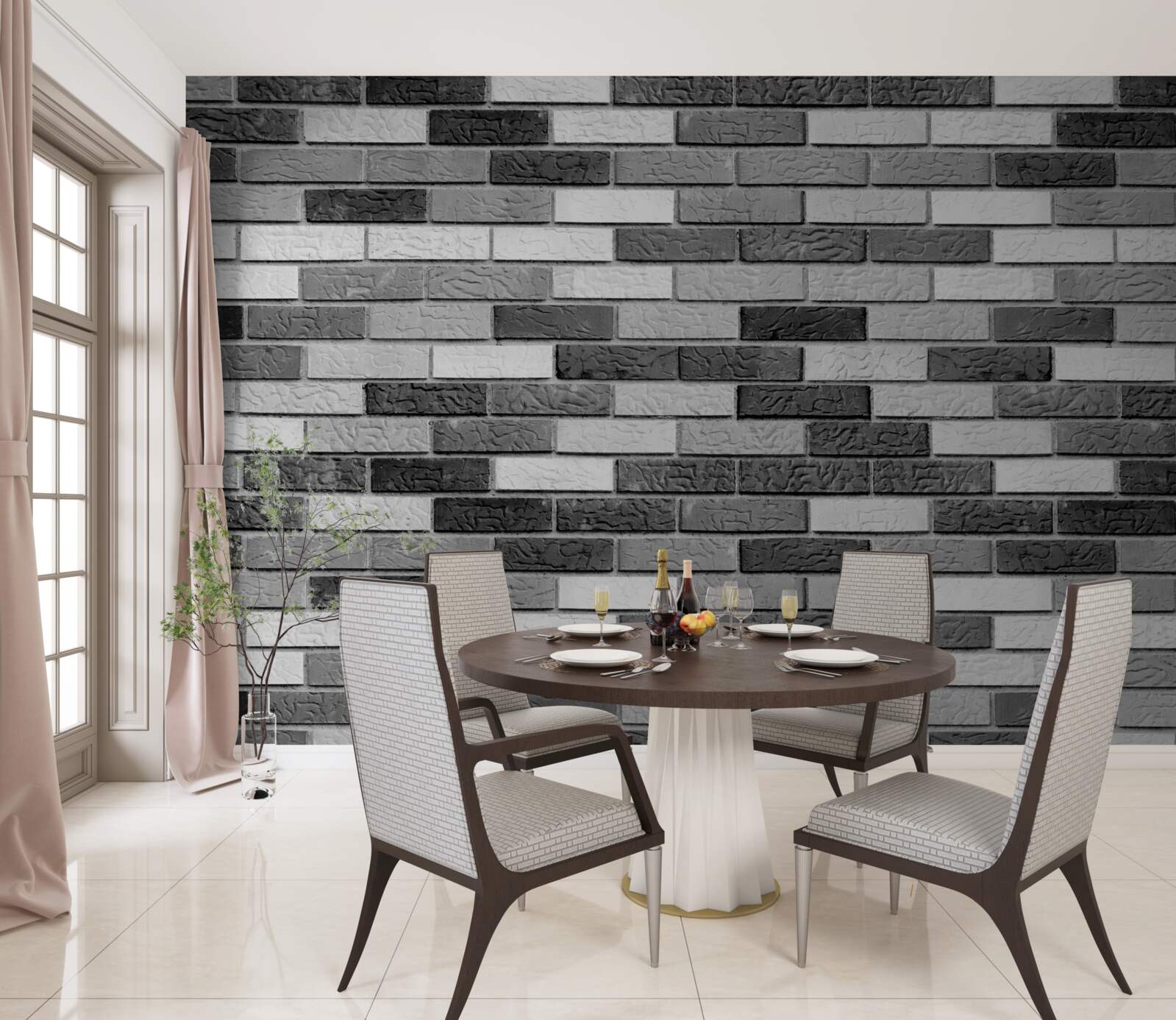 Fototapeta Tehlová stena v čiernej a bielej farbe