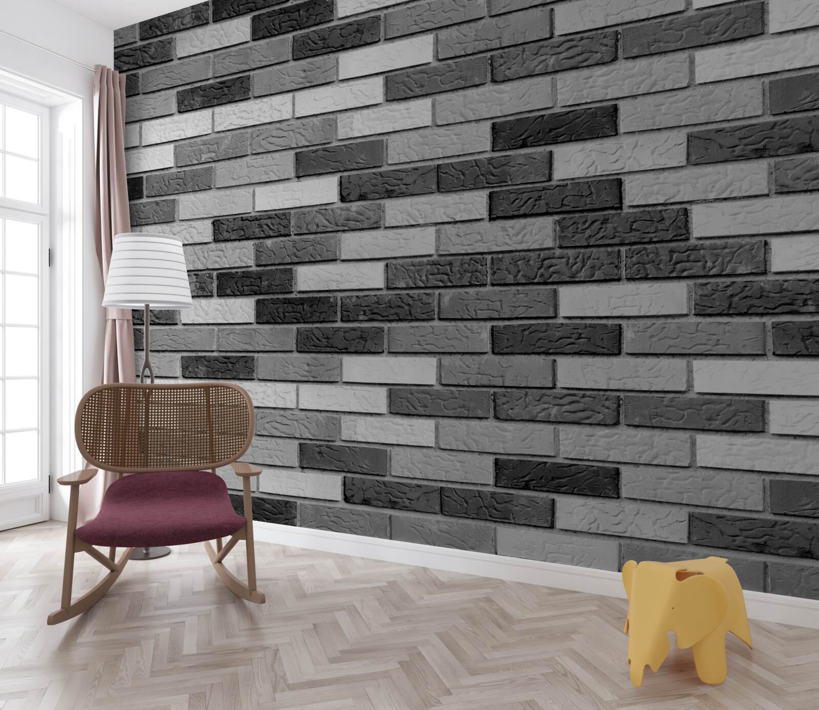 Fototapeta Tehlová stena v čiernej a bielej farbe