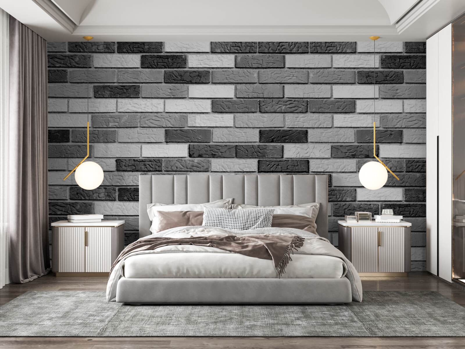 Fototapeta Tehlová stena v čiernej a bielej farbe