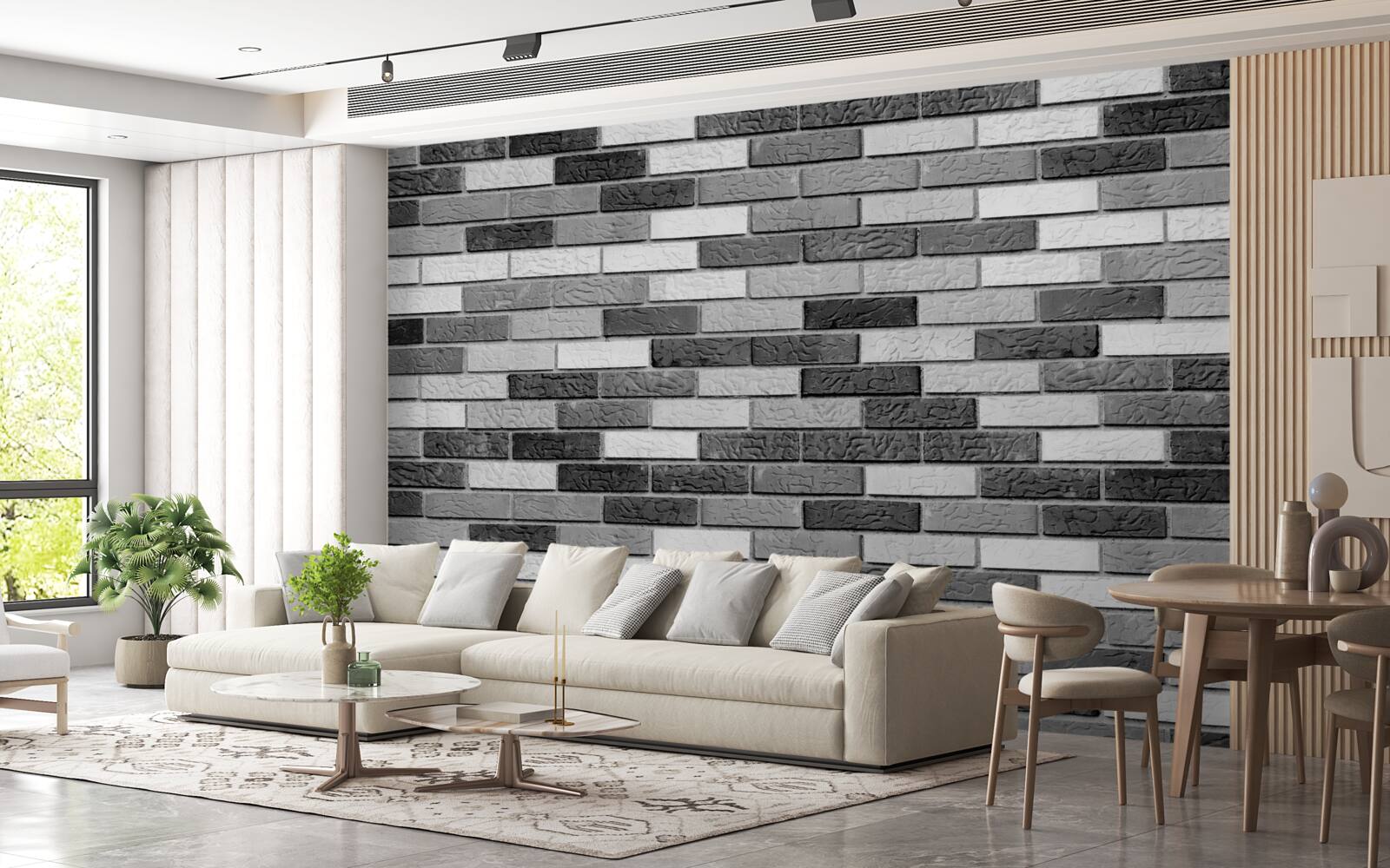 Fototapeta Tehlová stena v čiernej a bielej farbe