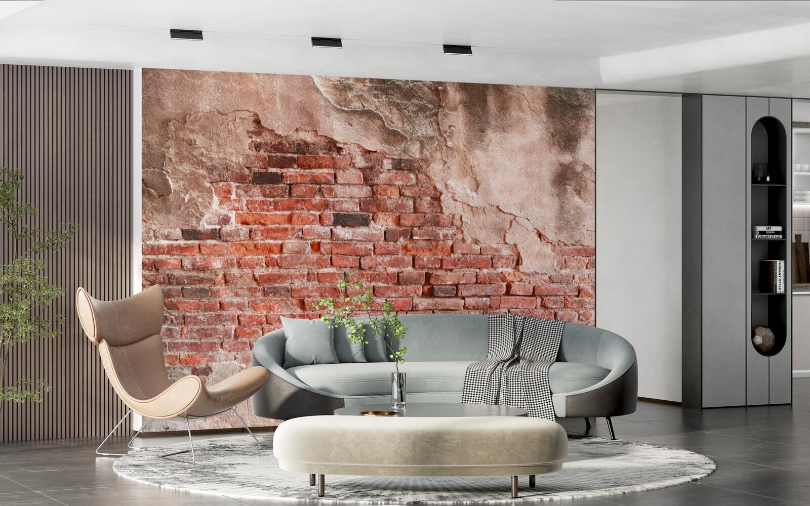 Fototapeta Stena je pokrytá rozpadajúcimi sa tehlami