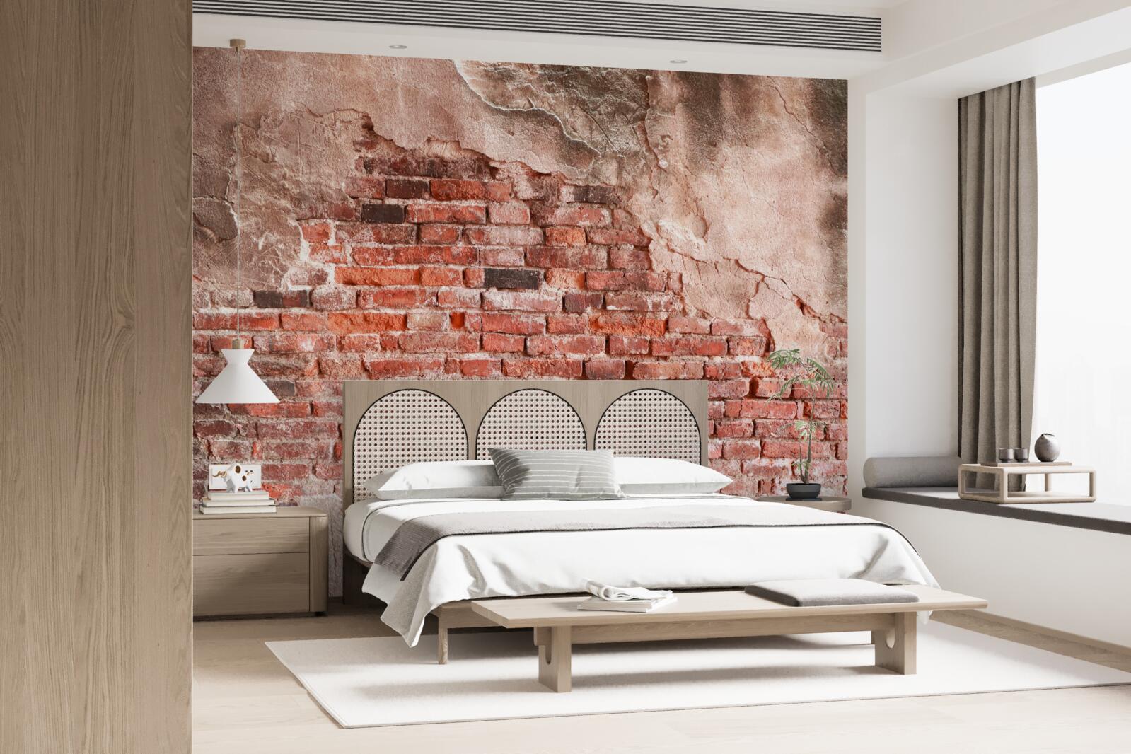 Fototapeta Stena je pokrytá rozpadajúcimi sa tehlami