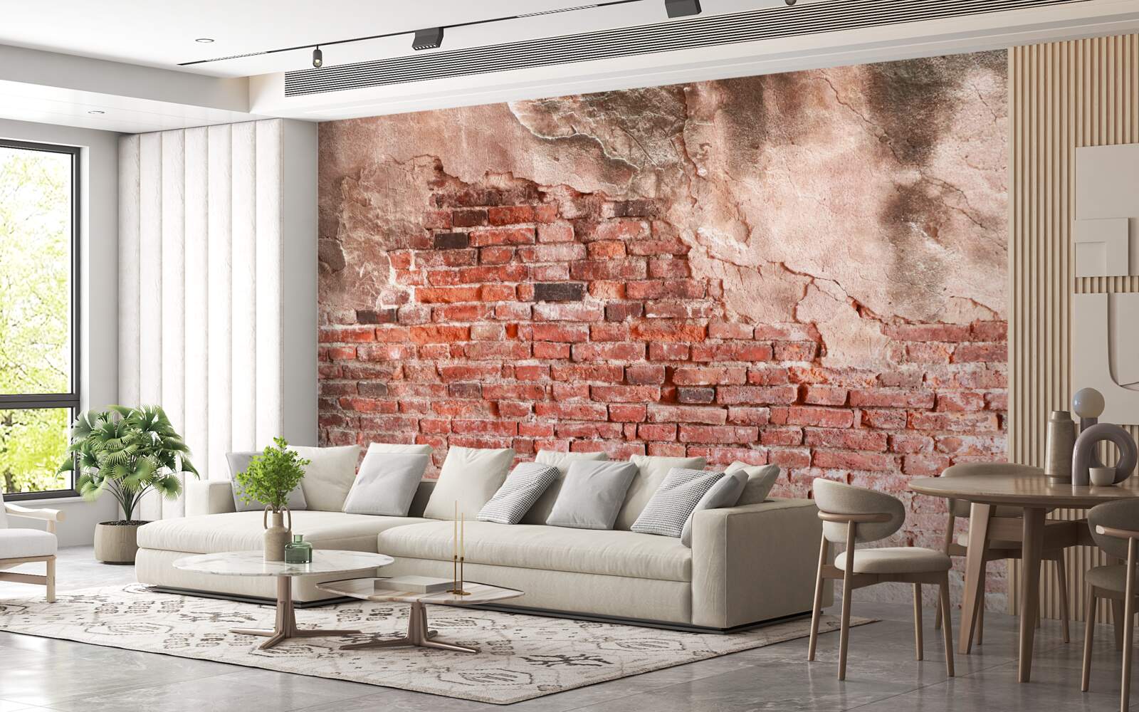 Fototapeta Stena je pokrytá rozpadajúcimi sa tehlami