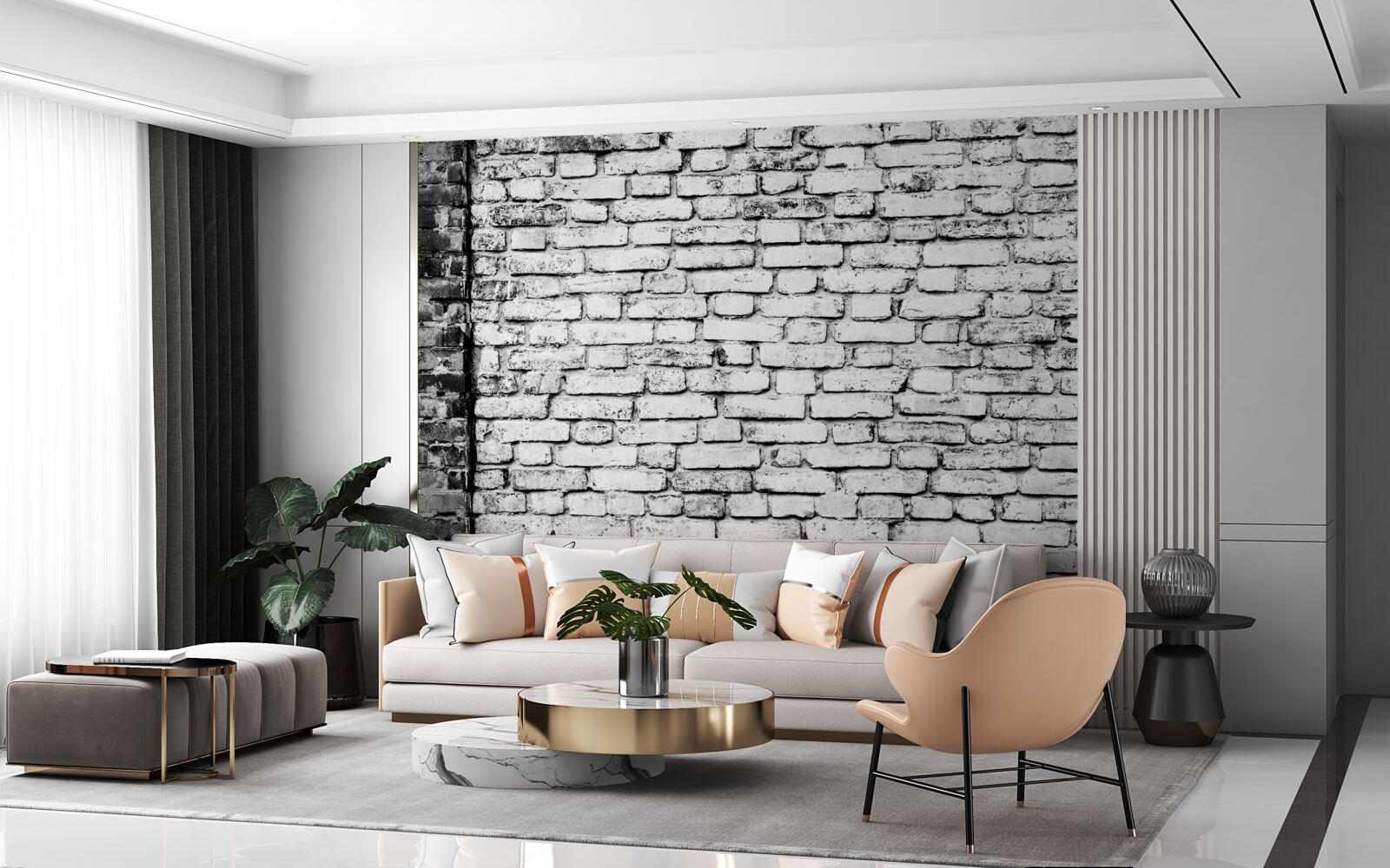 Fototapeta Tehlová stena so stopami škrabancov