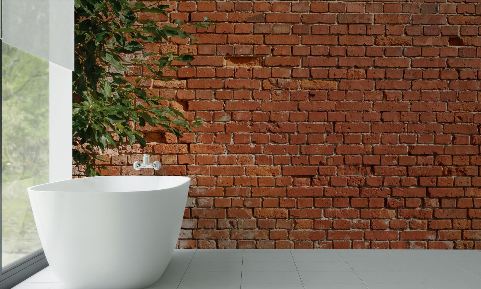 Fototapeta drevená vetva vedľa tehlovej bariéry