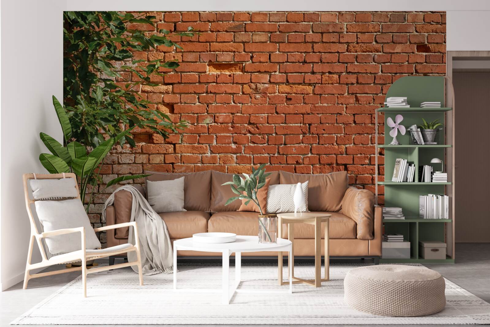 Fototapeta drevená vetva vedľa tehlovej bariéry