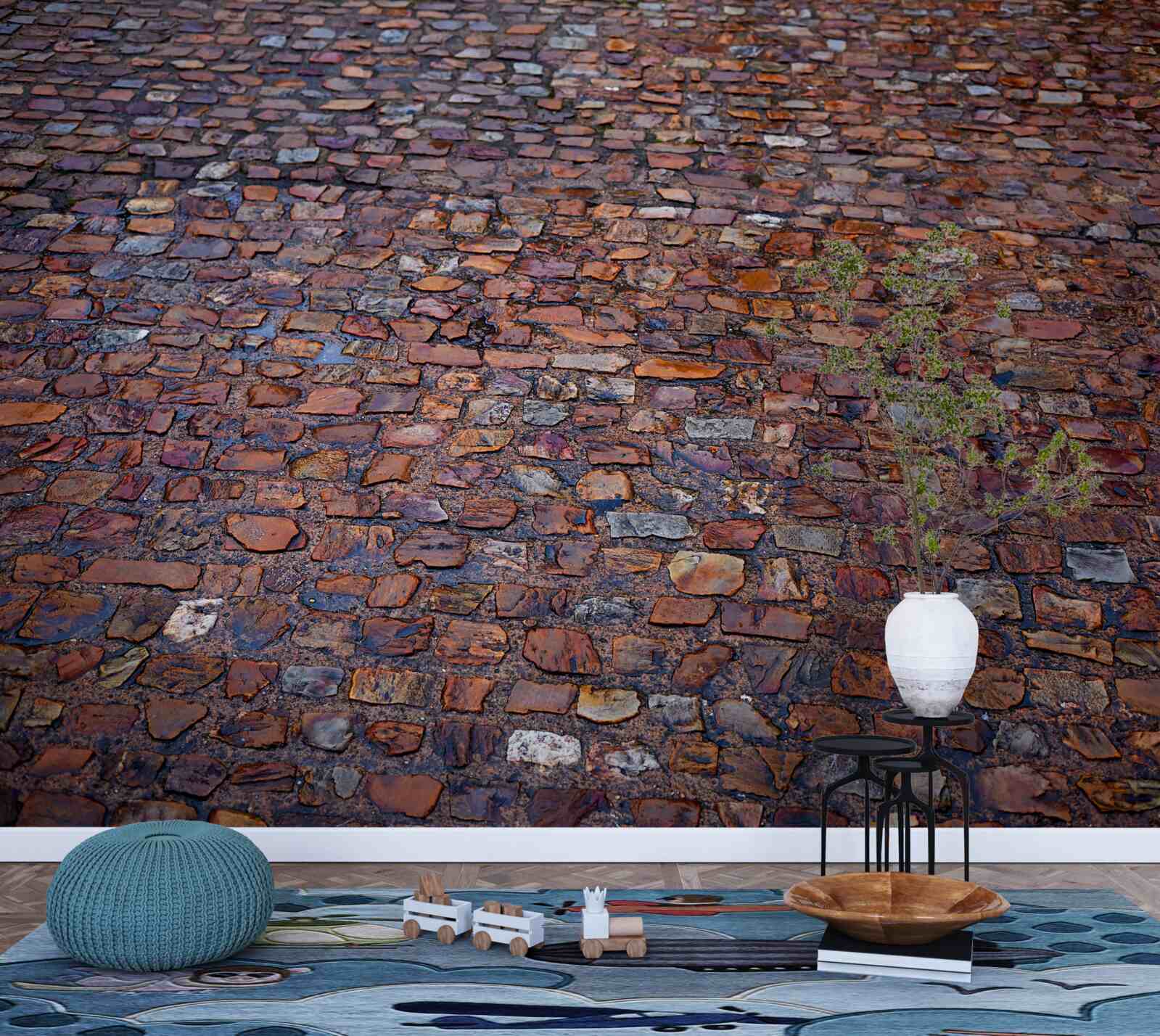 Fototapeta starodávna ulica dláždená dlažobnými kockami