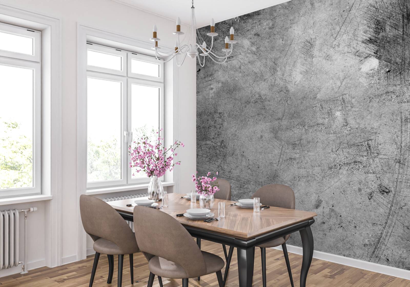 Fototapeta sivá stena so škrabancami zblízka