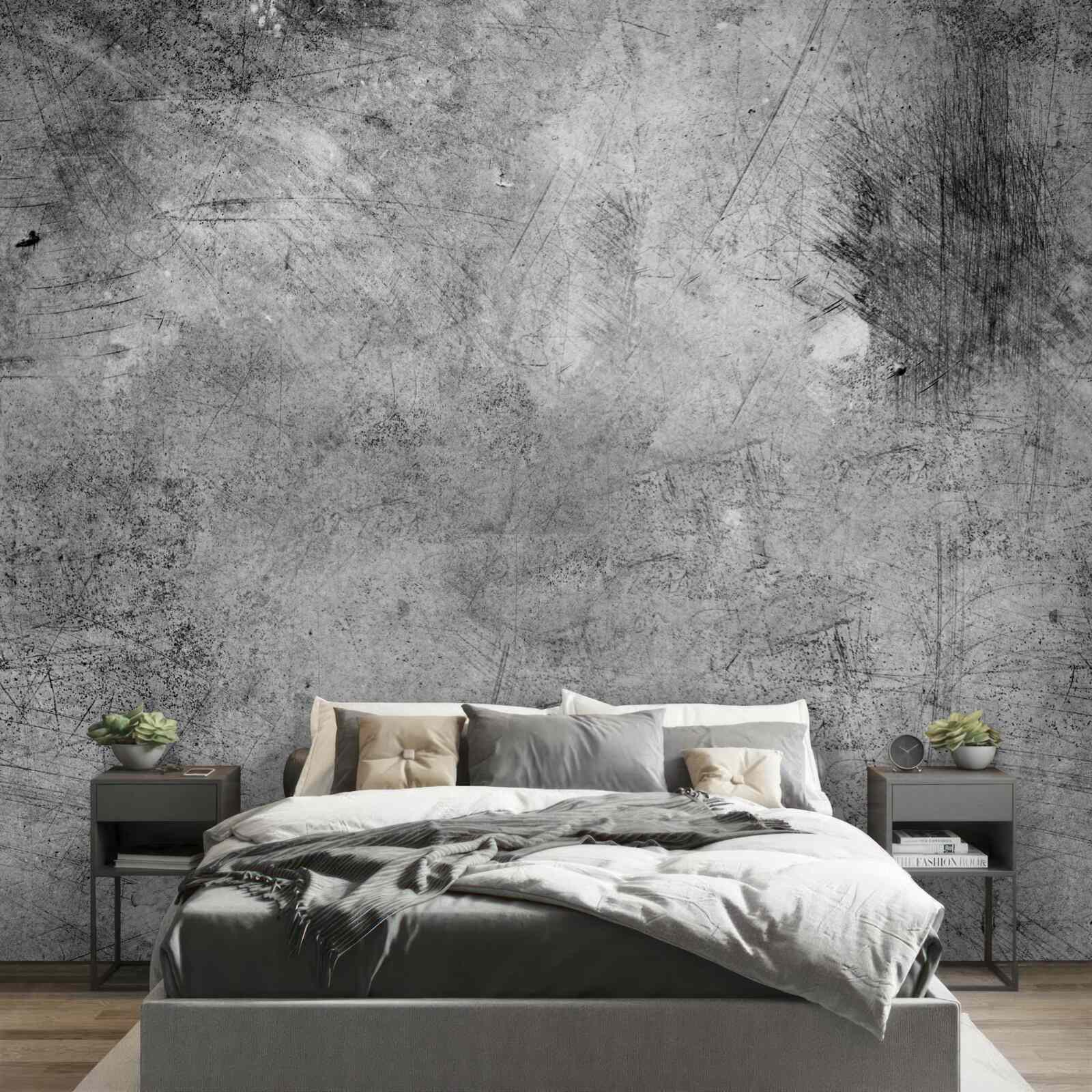 Fototapeta sivá stena so škrabancami zblízka